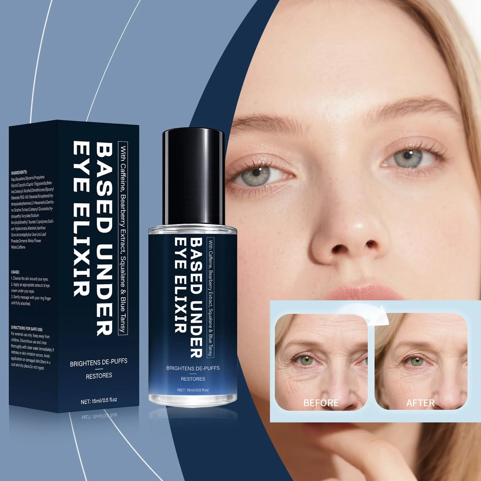 Sérum Visage Anti-Âge Action Rapide Under Eye Elixir Anti-Rides Fermeté Tonifiant Tous Types de Peaux Soin Anti-Âge des Yeux Contour des Yeux Lisse Hydratante 24h 3PC