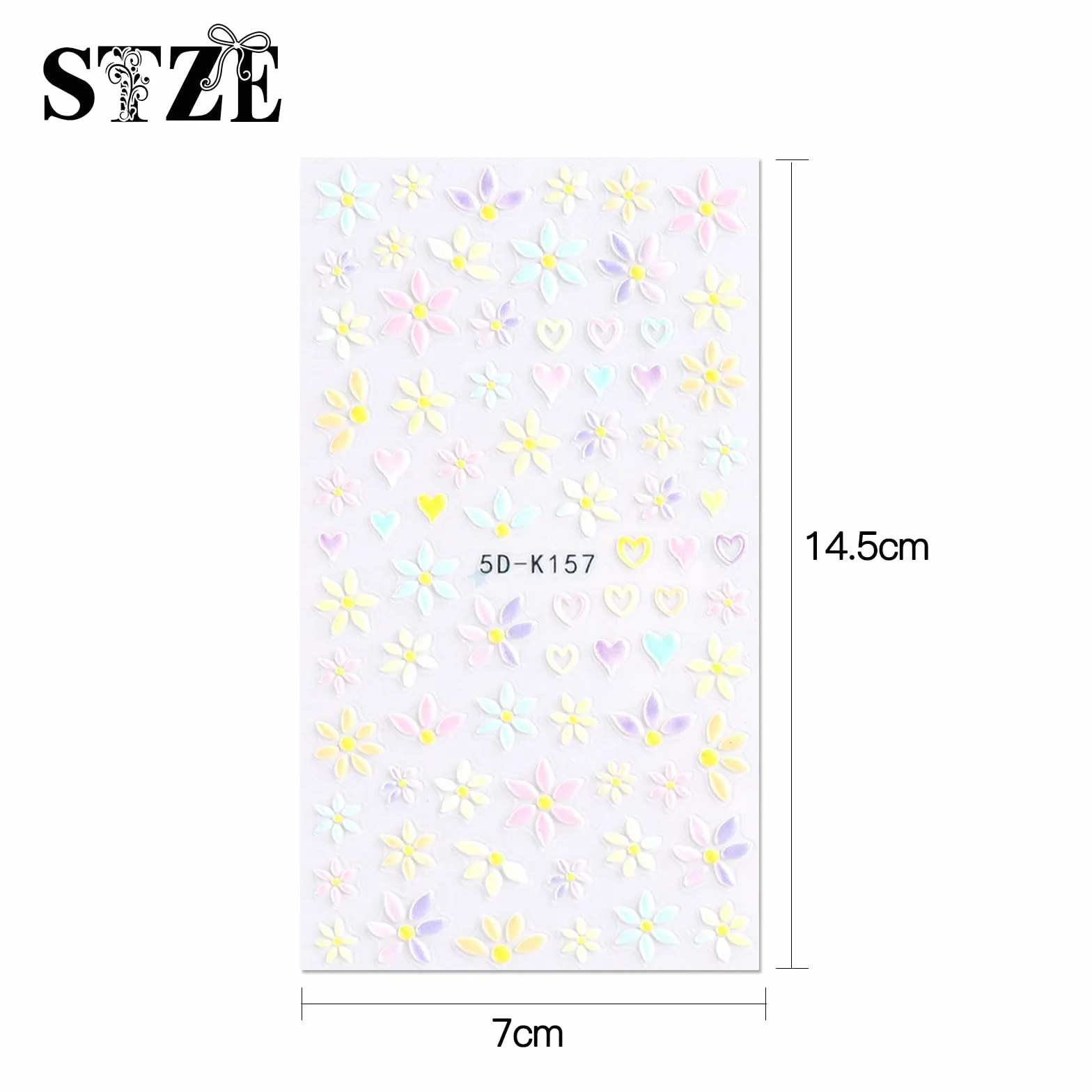 3D Fleur Stickers Ongles Nail Art Autocollants Autoadhésif 5D Deco Ongle Manucure 5 Feuilles