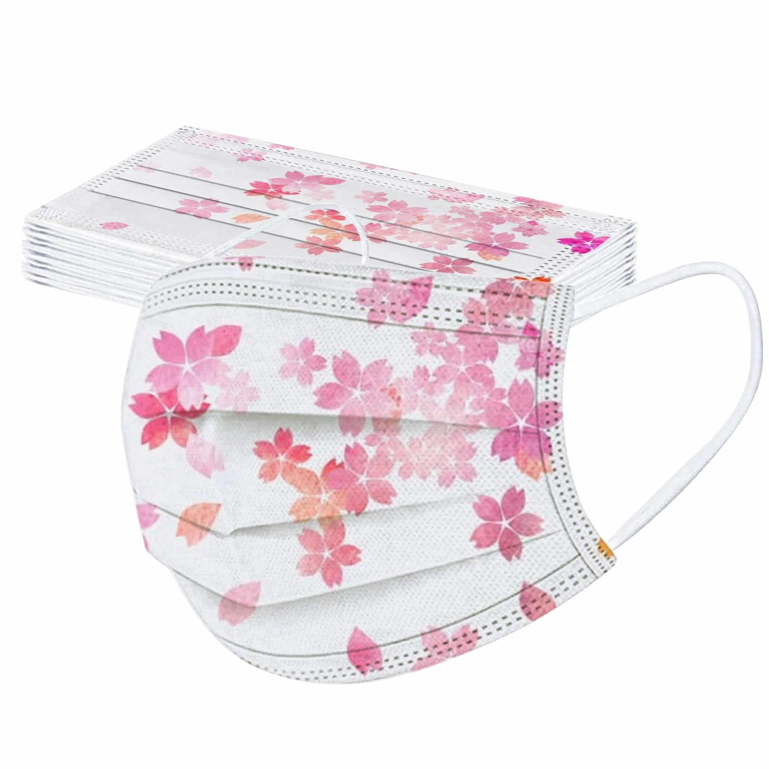 Masque Tissu Non-tissé 3 Plis Adulte 50 Pièces Antipoussière Respirant