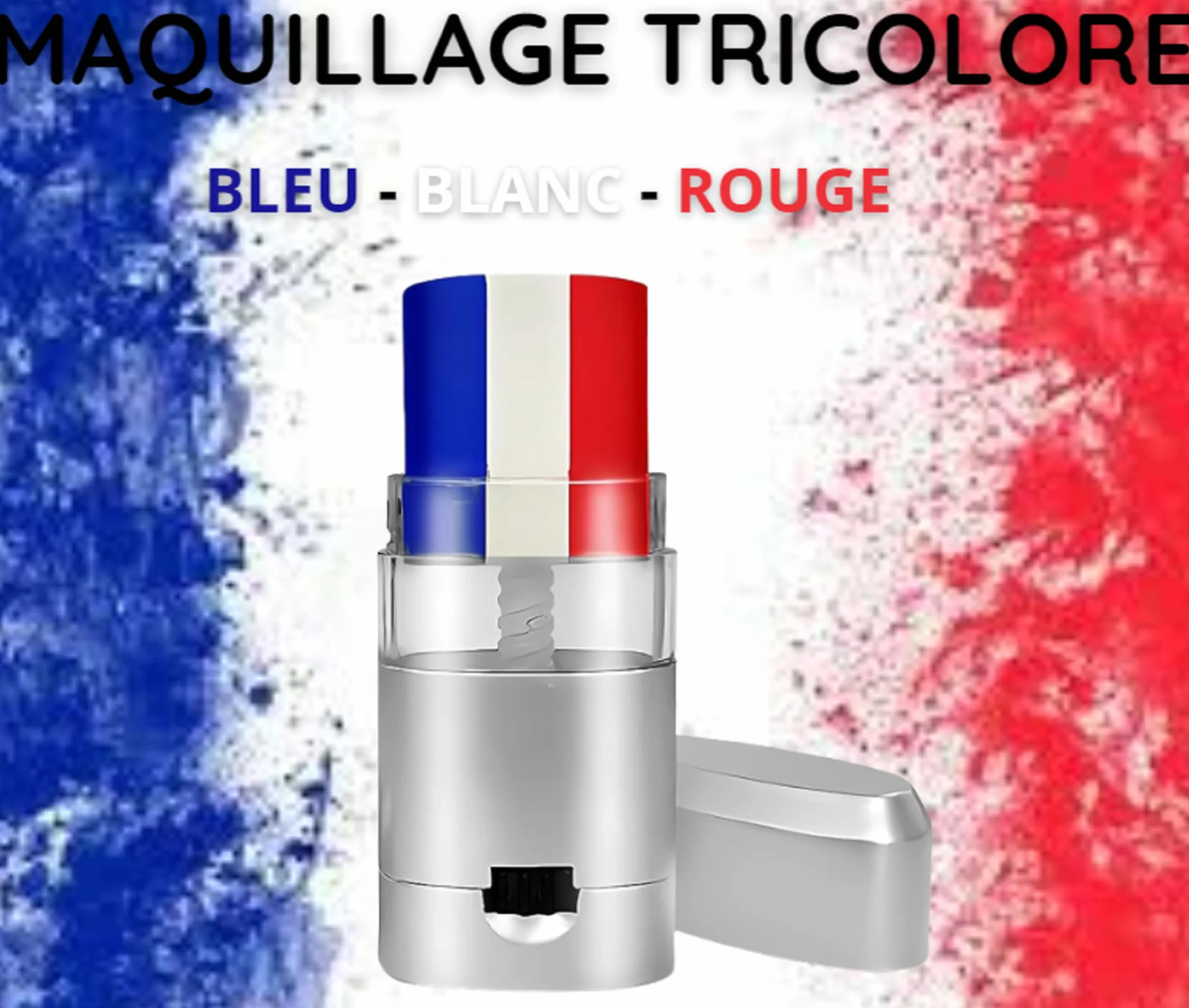 Stick Maquillage Bleu Blanc Rouge Drapeau Francais Tricolore Face & Body Paint Supporter France