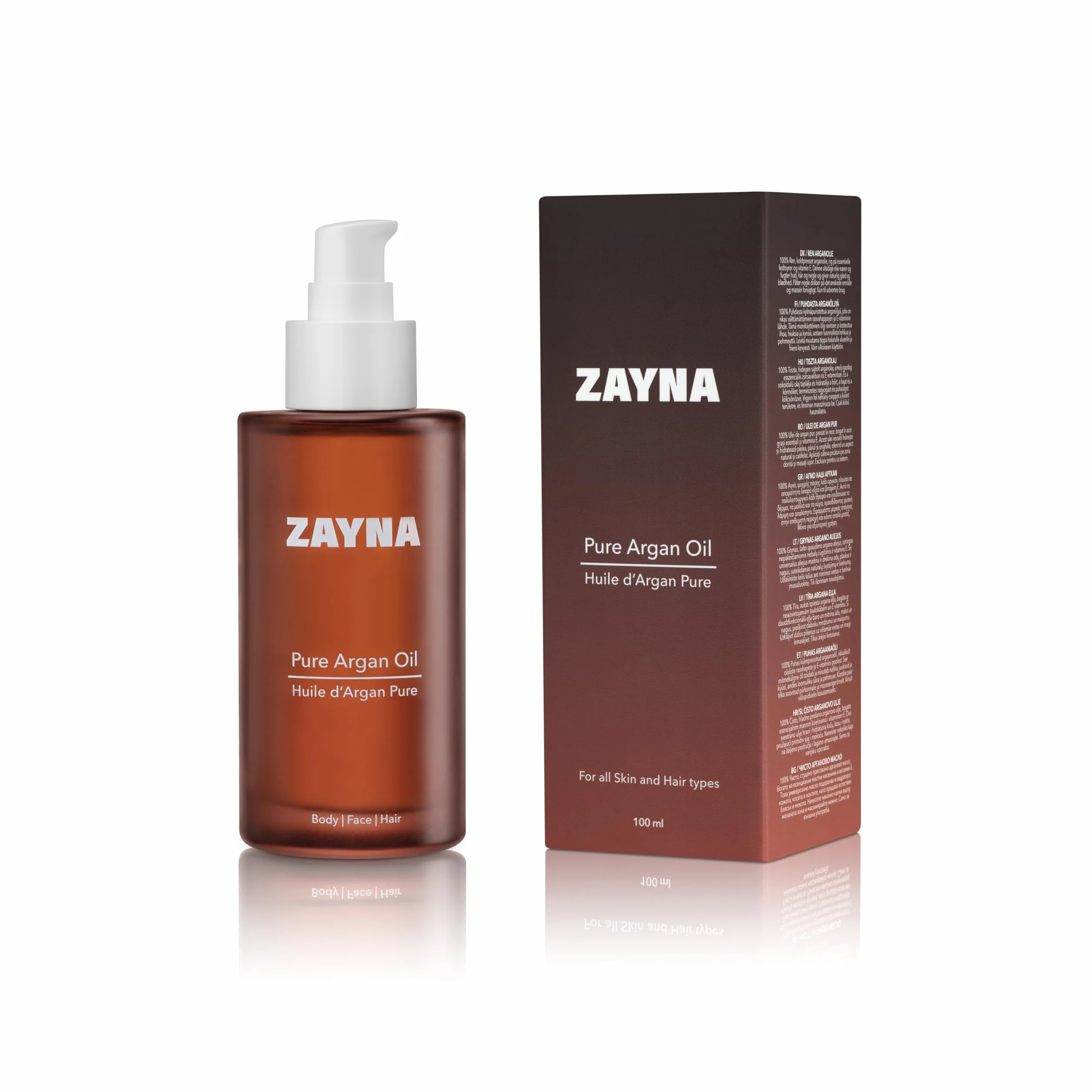 ZAYNA Huile d’Argan Pure et Bio 100 ml | pour cheveux, visage & corps | huile d’argan 100% pure pressée à froid du Maroc | testée dermatologiquement, riche en vitamine E | Conditionnée en Suisse.