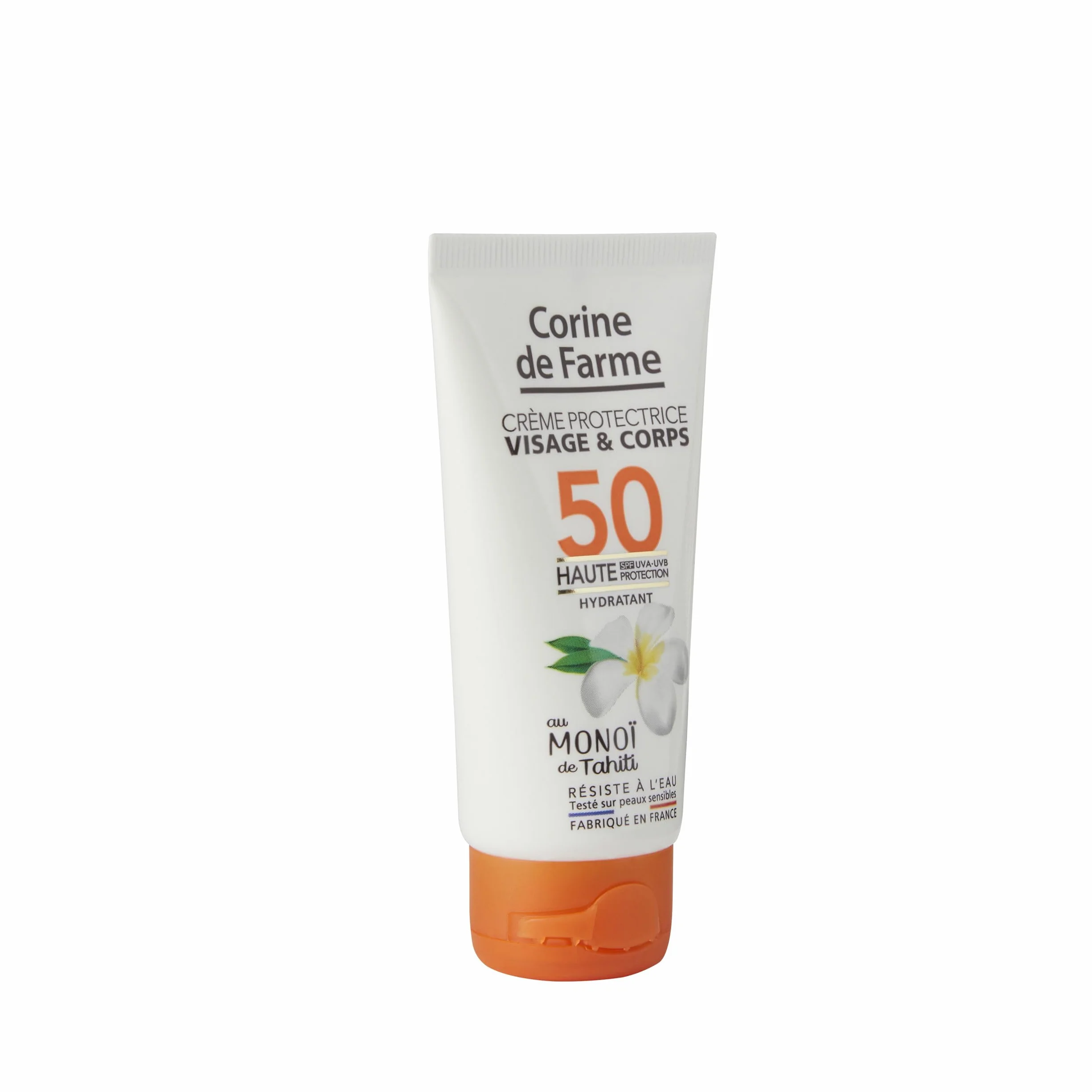 Corine de Farme Crème Protectrice Visage & Corps SPF50 Haute Protection UVA UVB Monoï de Tahiti Résiste à l'Eau 50ml