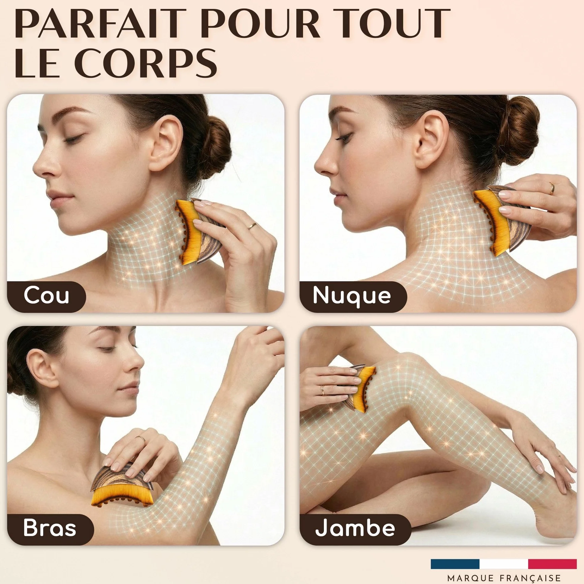 Brosse Lymphatique Visage Anti-Ride Drainage, Poils Doux, Stimule Circulation Détox Anti-Poches Anti-Cernes