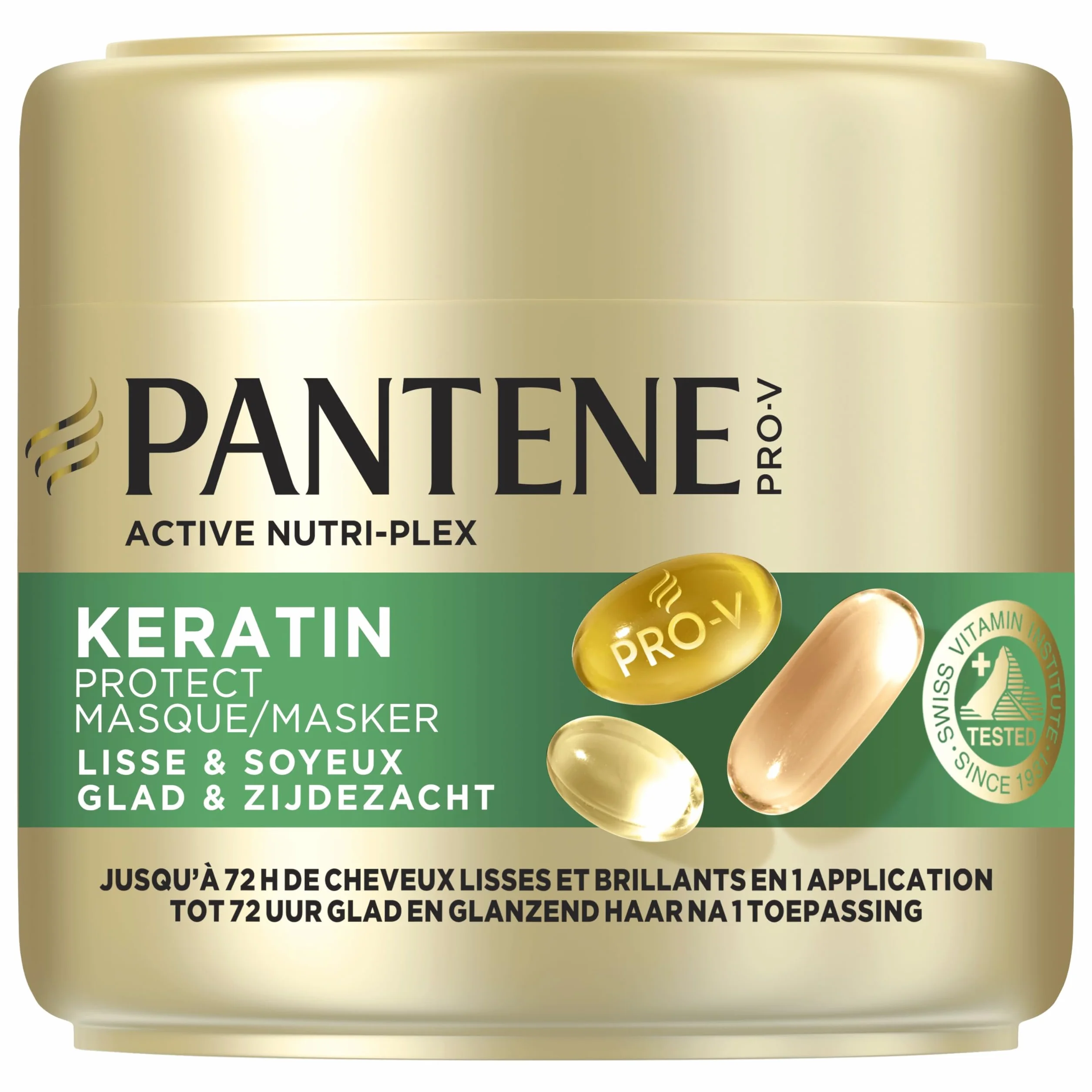 Pantene Pro-V Lisse & Soyeux Masque Keratin Protect 300ml Cheveux Frisés Secs 72h Lisses Brillants