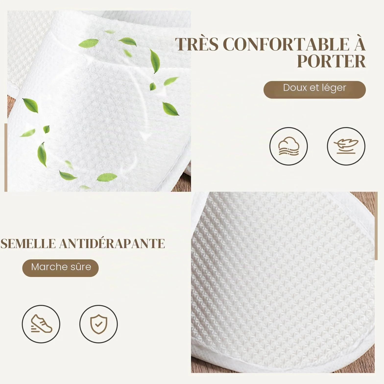 10 Paires de Chausson Hotel Amélioré et Epaissi Jetable Femmes Hommes Spa Lavable Pantoufles d'Invité Confortables Doux Antidérapants
