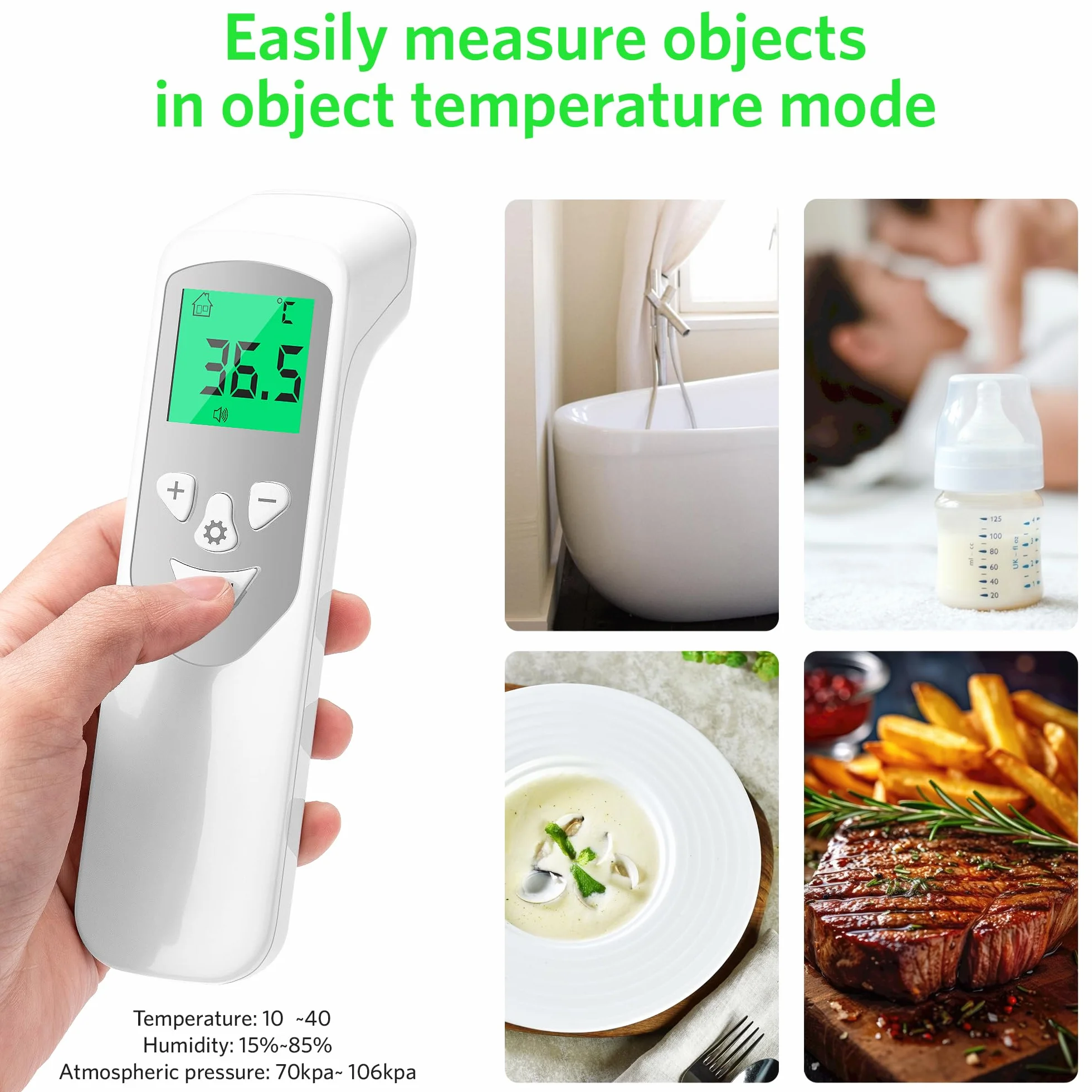 BESTEK Thermomètre Frontal sans Contact Infrarouge avec Lecture Instantanée 1s Écran LCD