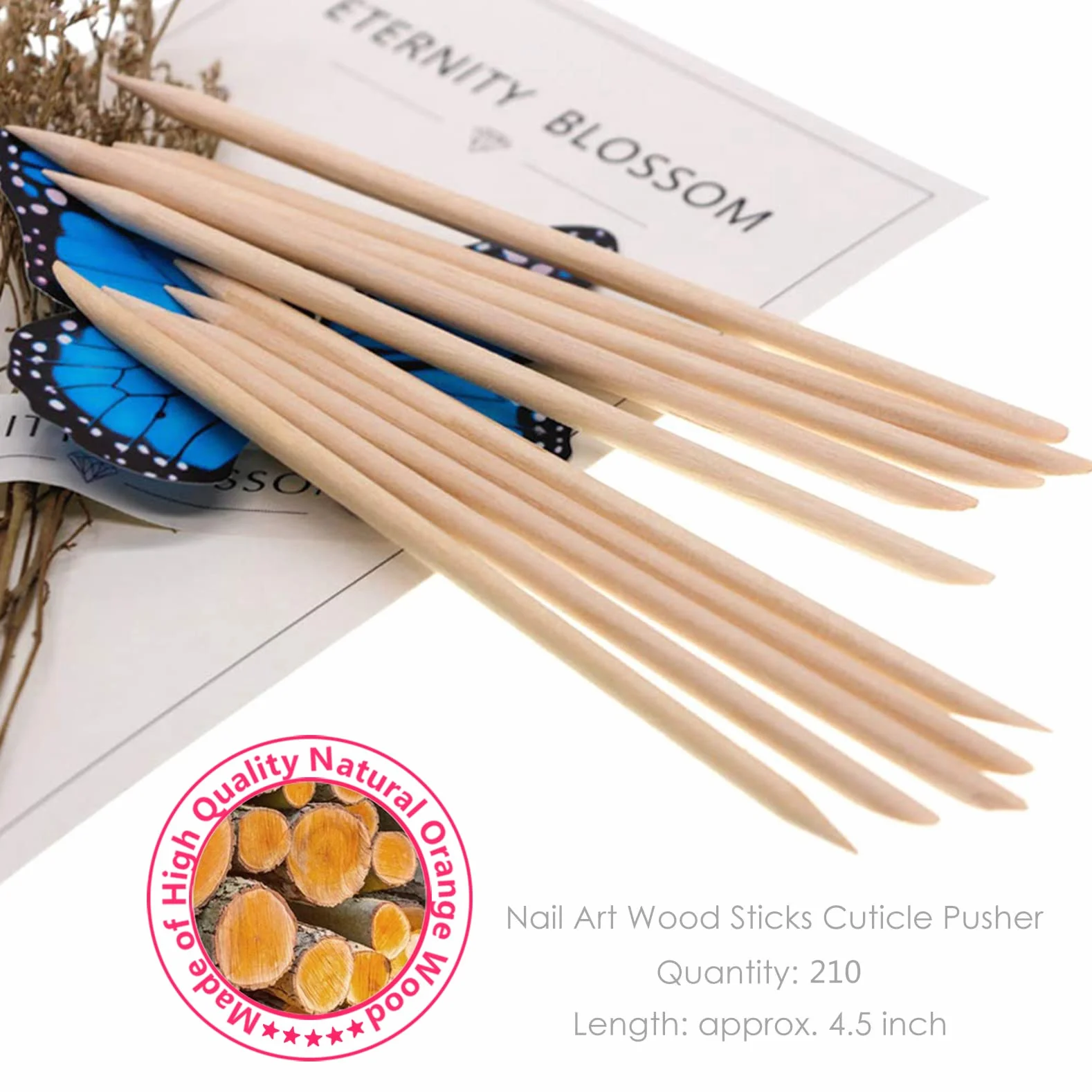 FITDON Bâton de Cuticule en Bois 210 Pièces pour Manucure et Pédicure