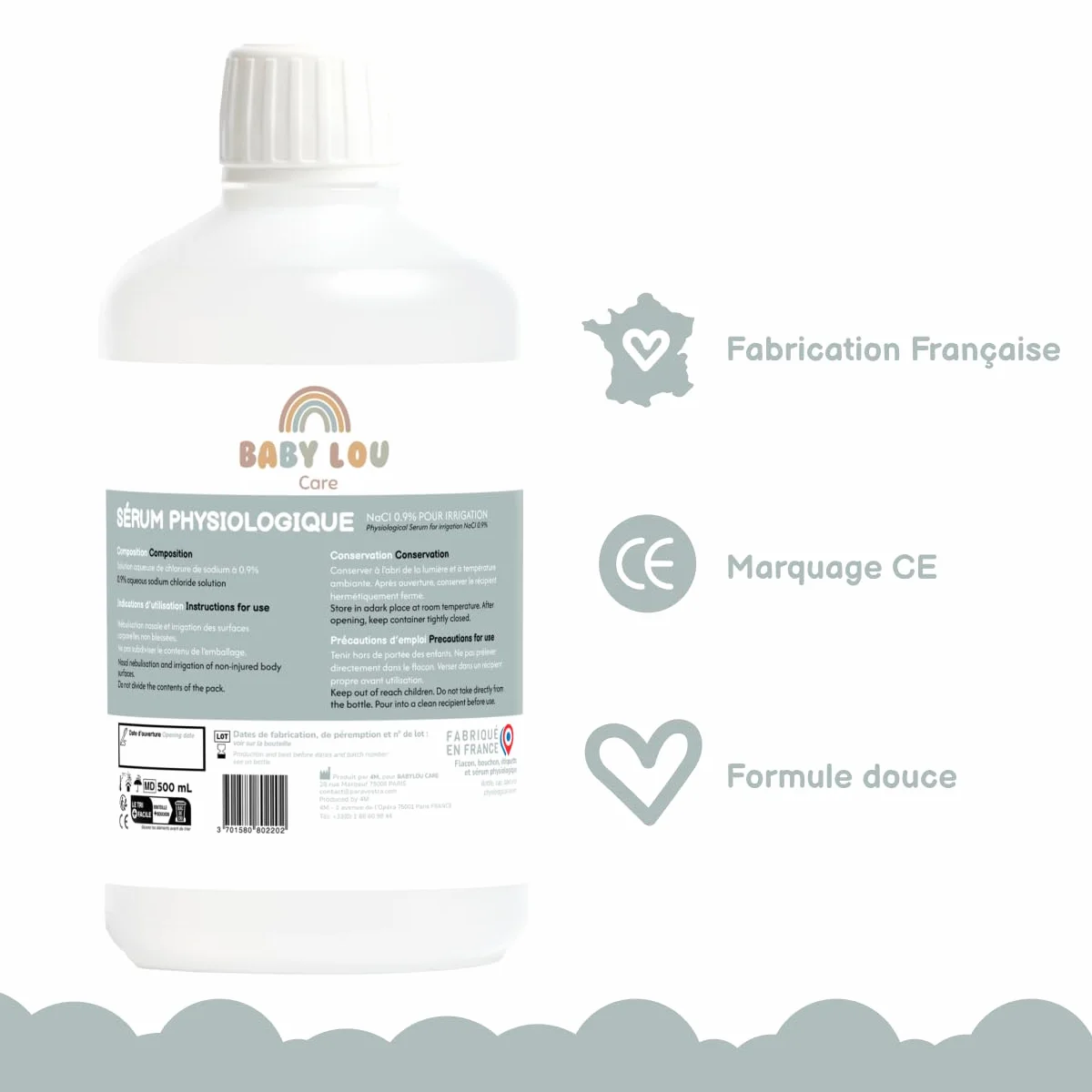 Sérum Physiologique 3x500 ml NaCl 0,9% Lavage des fosses nasales Hygiène du nez