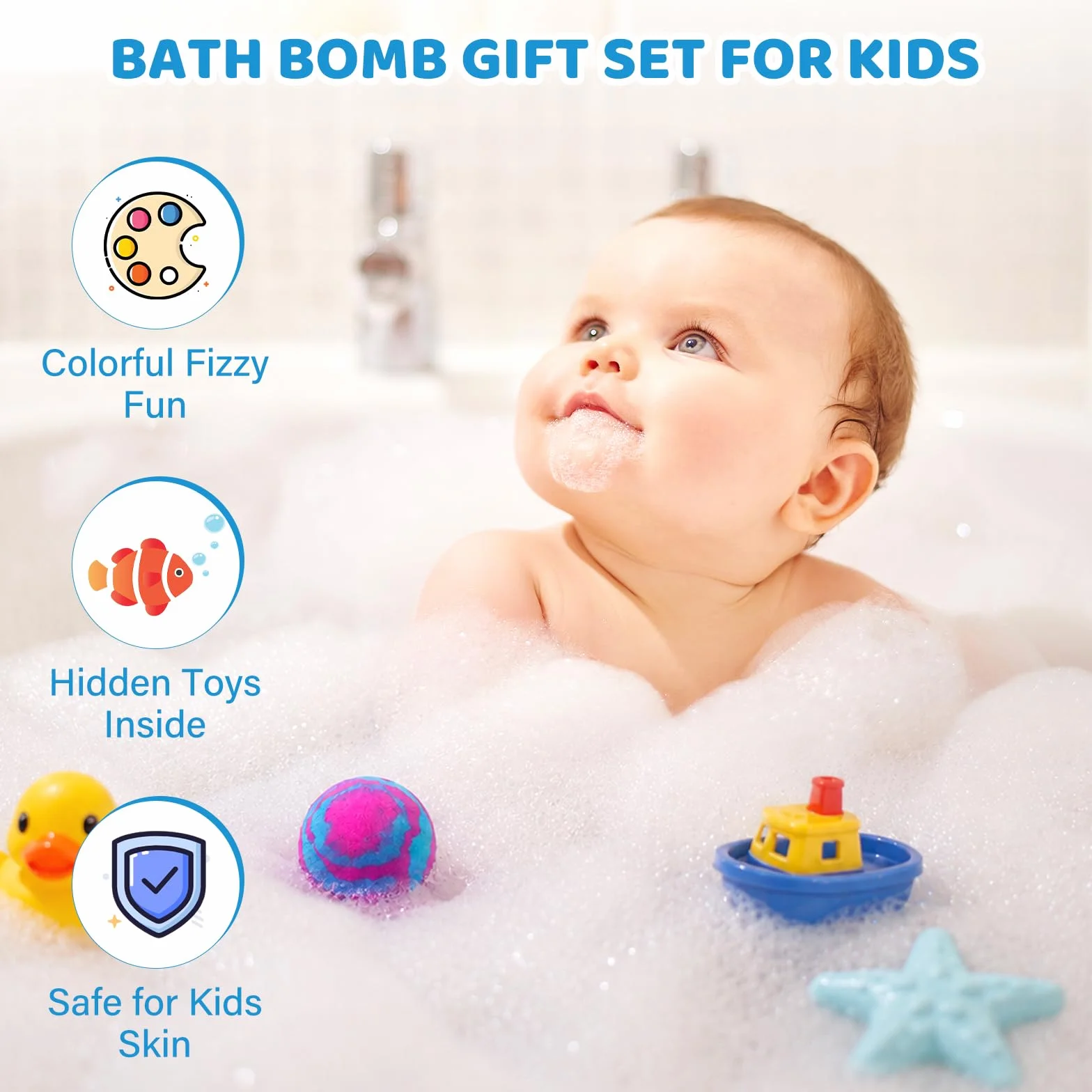 12Pcs Boules De Bain Enfant avec Surprise, Bombe de Bain Enfant, Boules De Bain Naturelles, Bath Bomb Gift, Cadeau Ludique pour Enfants Anniversaire Noël