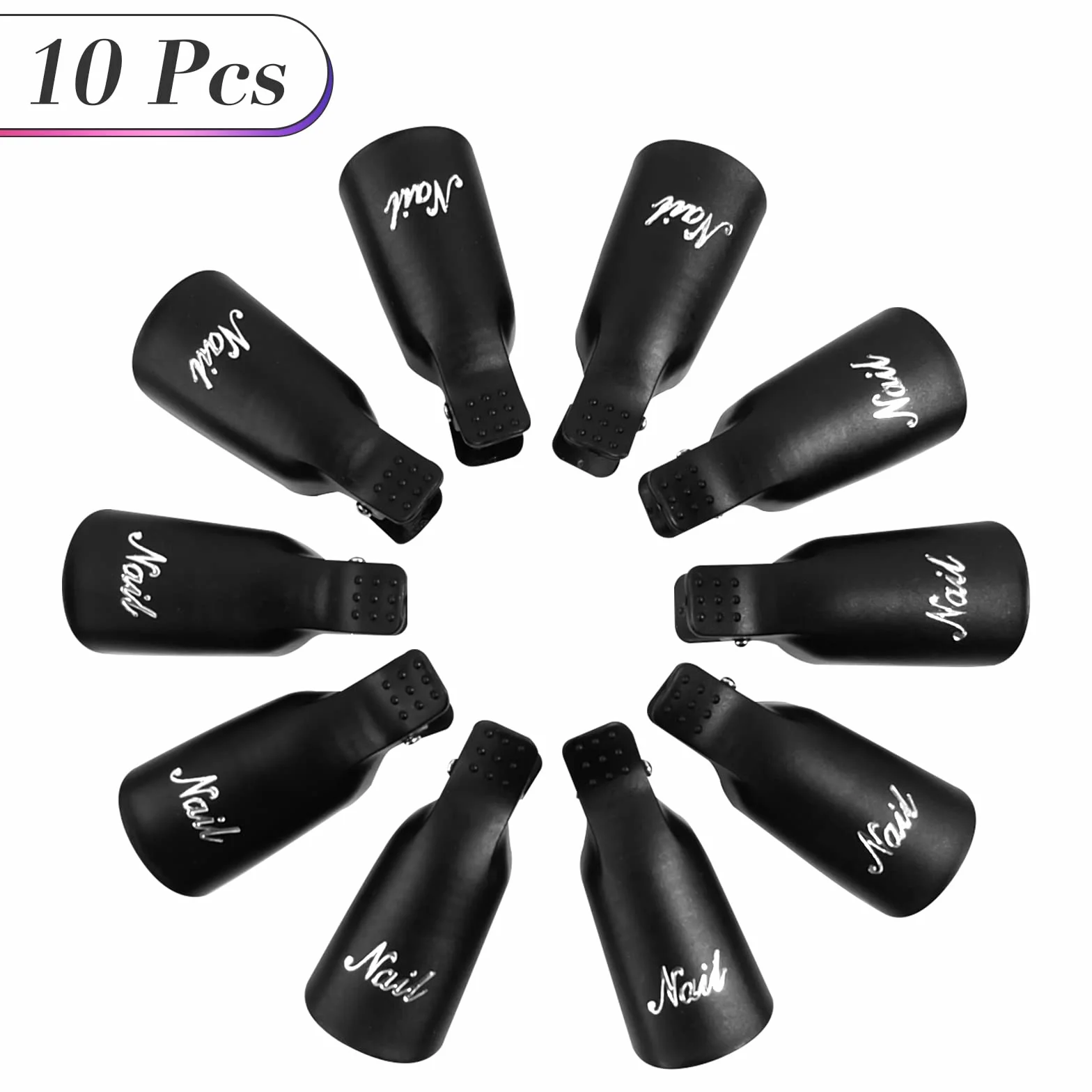 Capuchon Ongle, Clips et Vernis Acrylique, Dissolvant, Clips Gel, Grattoir, Poussoir Cuticules (Noir)