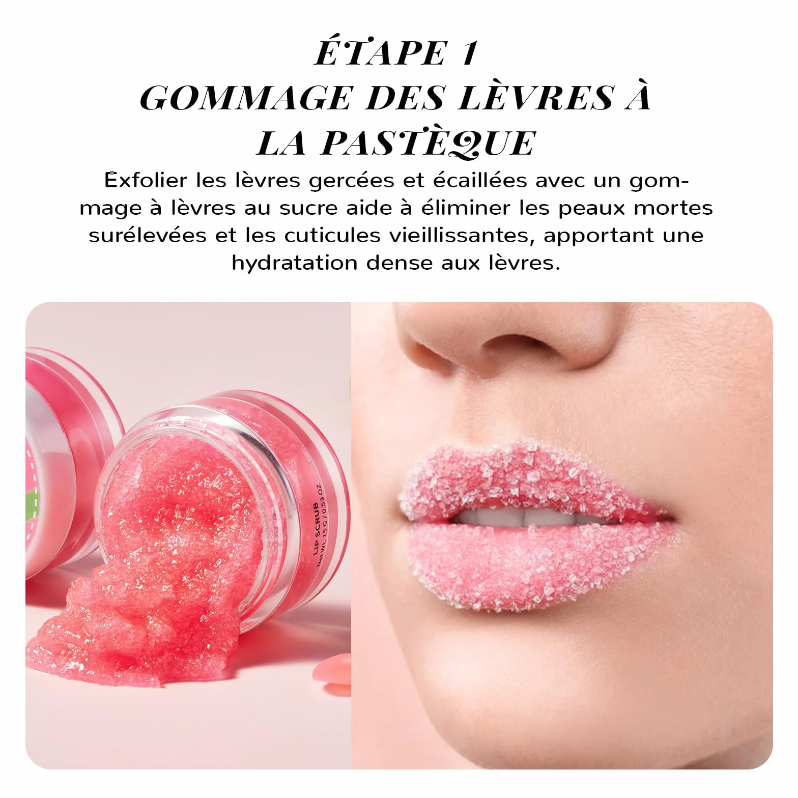Coffret gommage et baume à lèvres, masque de nuit aux céramides et à la pastèque, soin lèvres sèches et gercées