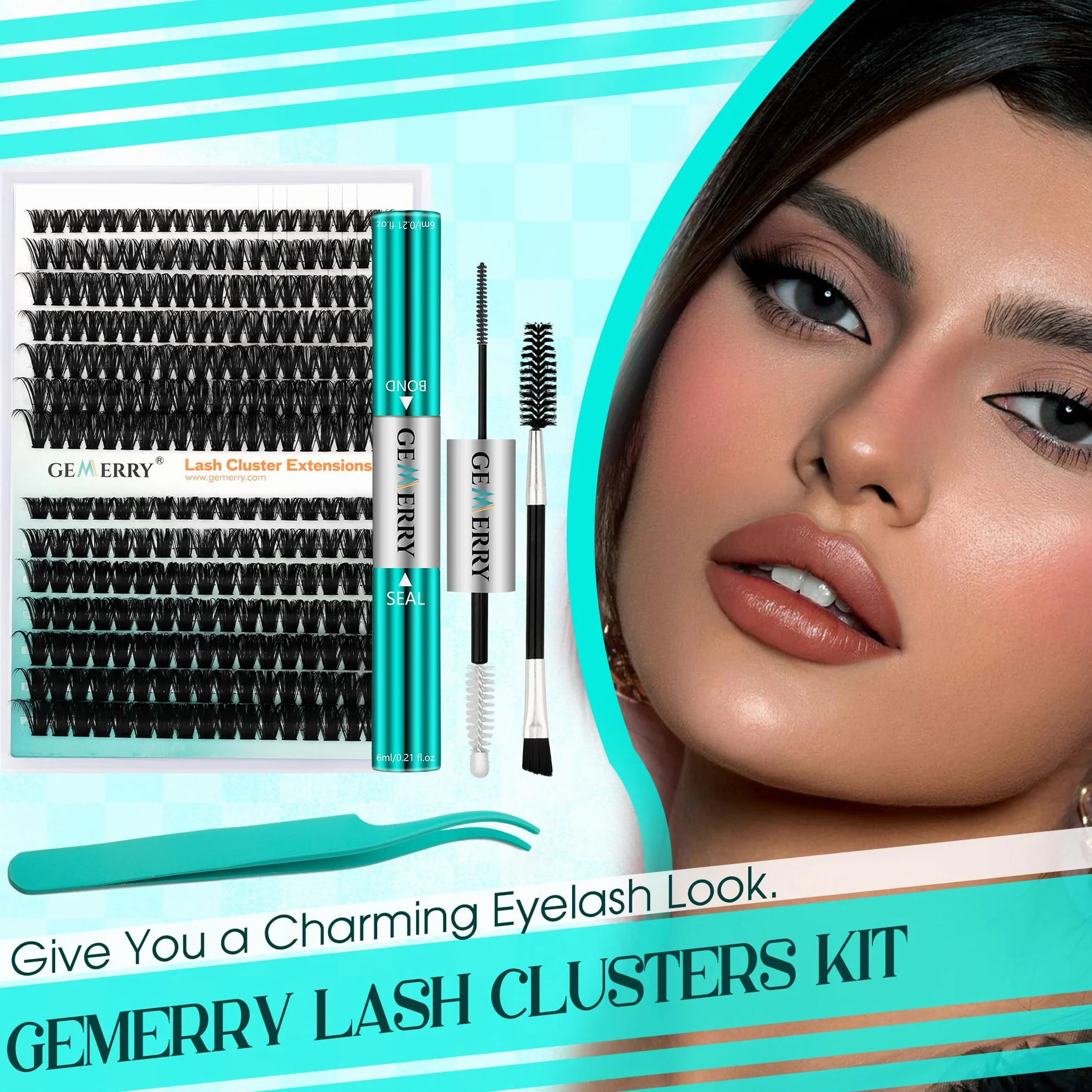 GEMERRY Faux Cils Bouquet Extension Cils Cluster Volume Russe DIY 80D 0.07mm D Curl 10-18mm Soie
