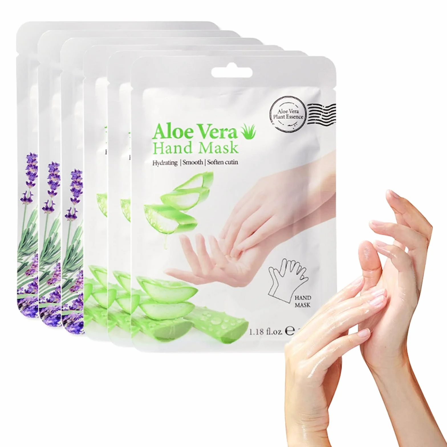 Gants Hydratants Aloe Vera Lavande 6 Pièces Soin Réparateur Mains Sèches