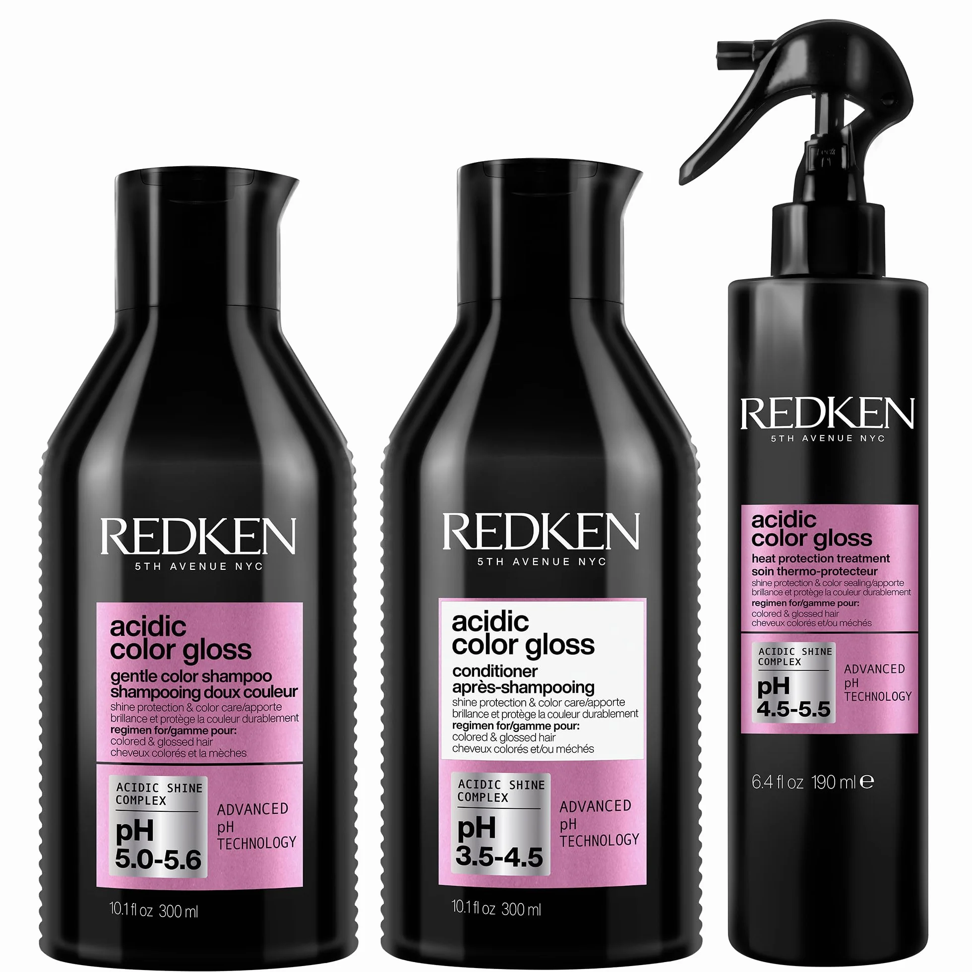 Redken, Routine Protectrice pour Cheveux Colorés, Prolonge et Sublime la Couleur, Brillance et Hydratation, Formule au pH Acide, Vitamine E et Arginine, Acidic Color Gloss