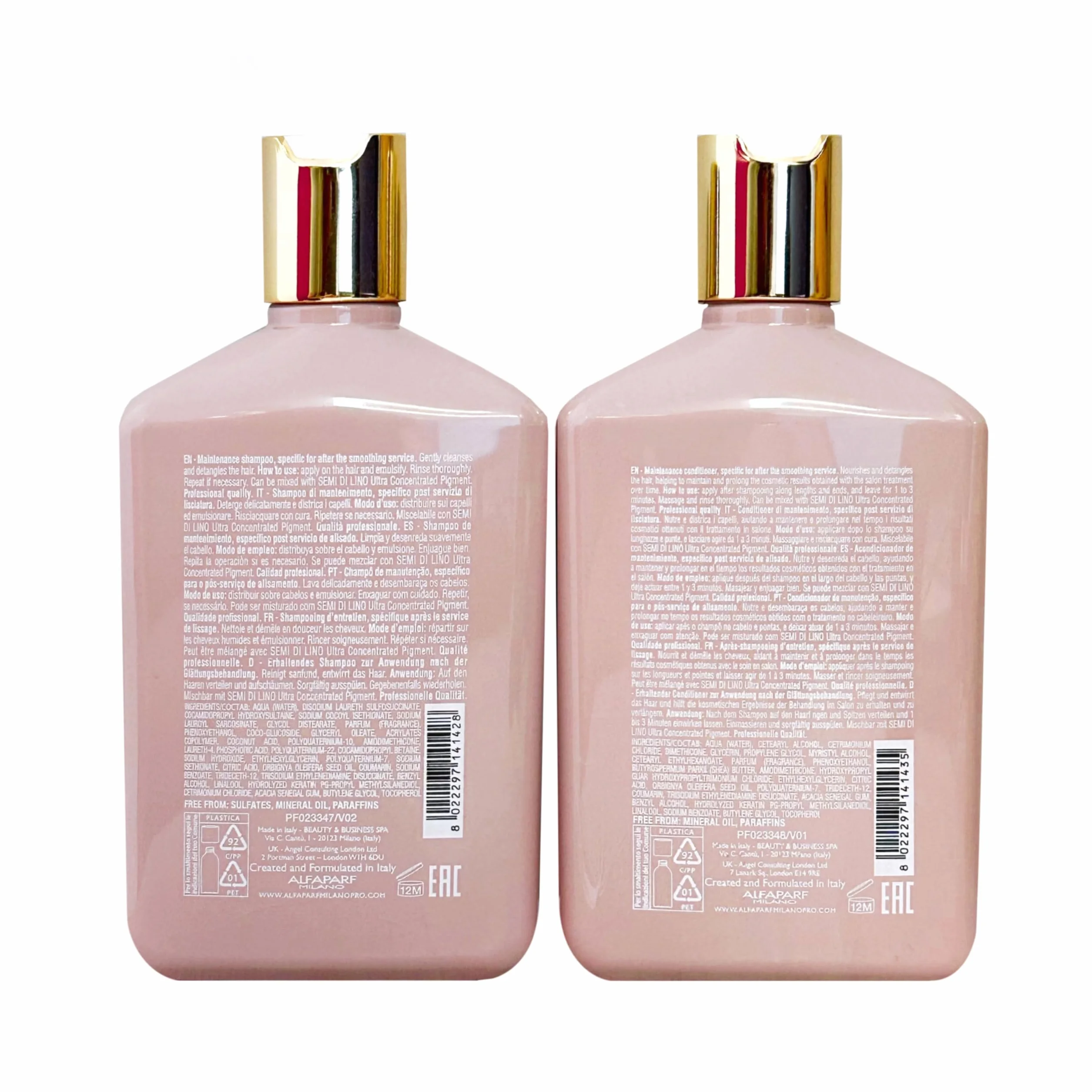 Alfaparf Lisse Motif Keratin Therapy Kit de Maintenance Shampooing Revitalisant 2 x 250 ml
