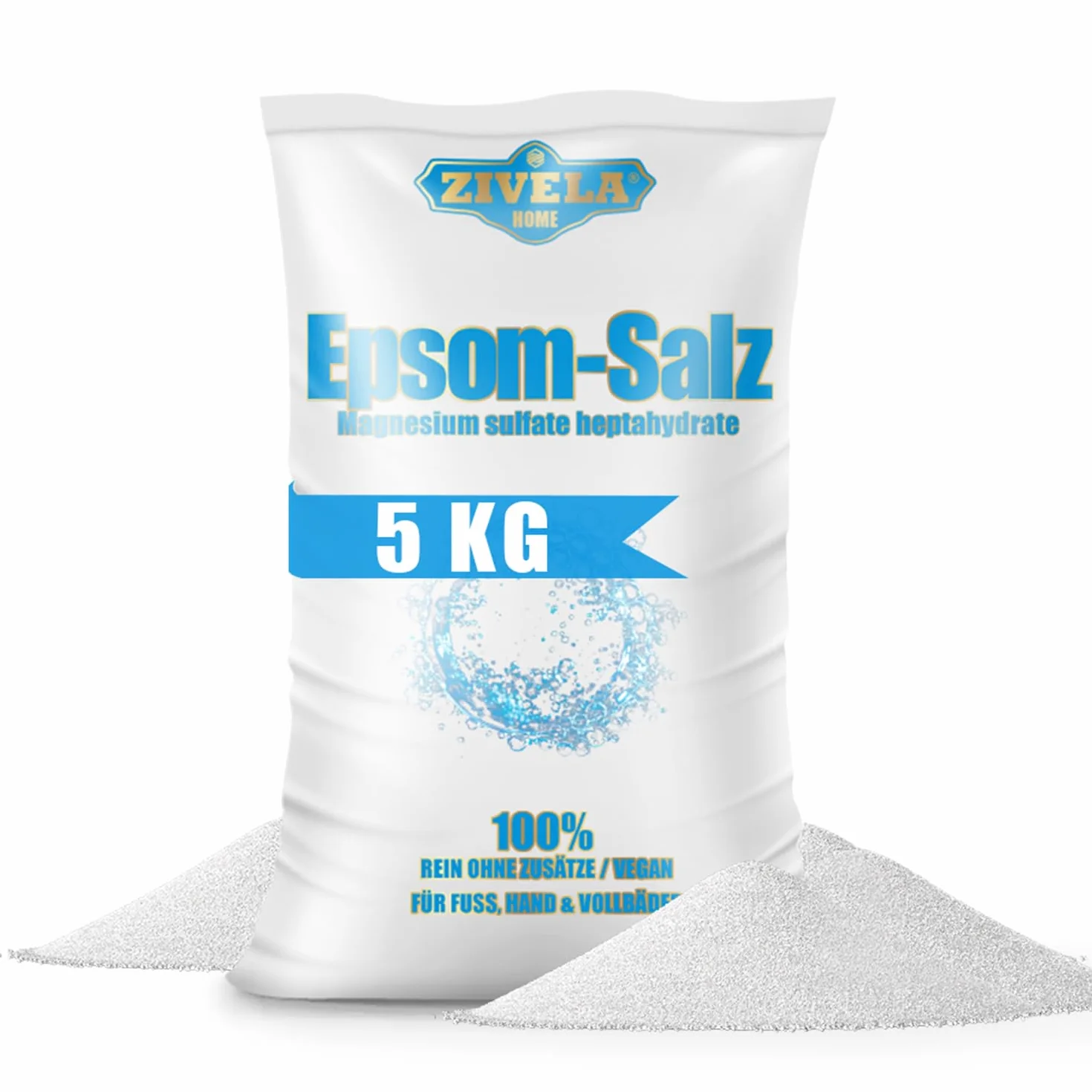 Sel de bain 5 kg - Sulfate de magnésium qualité pharmaceutique pur - Relaxation musculaire, soin de la peau - Blanc