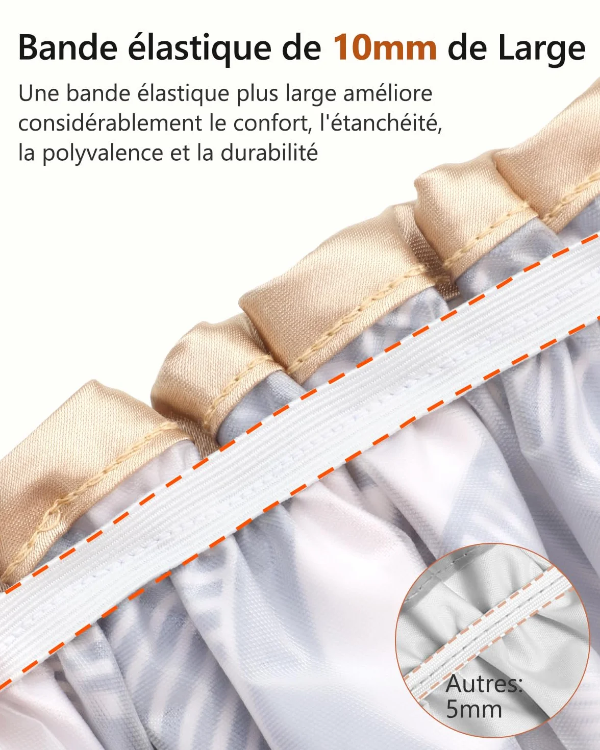 Bonnet de Douche réutilisable pour cheveux longs, imperméable, lavable, motif Champagne, double couche