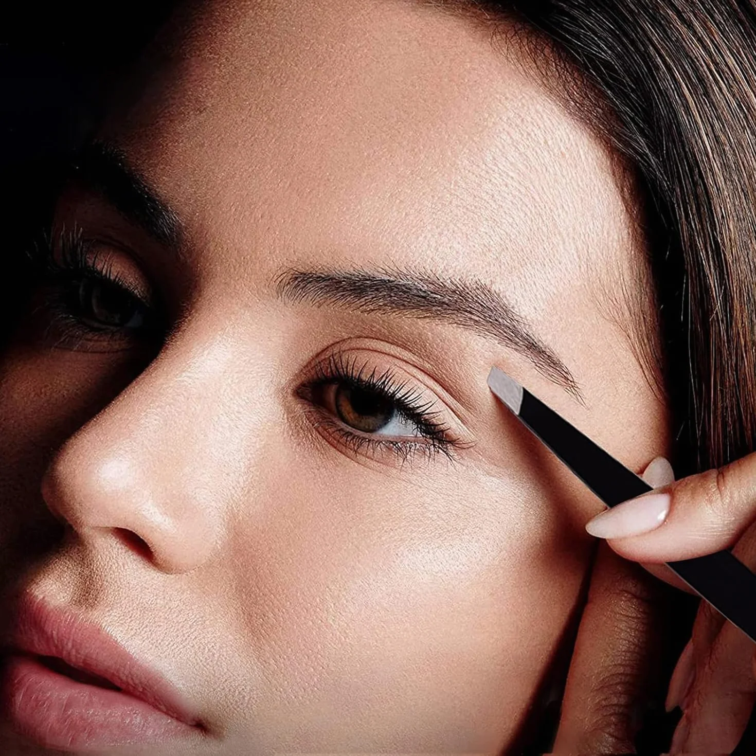 Pince à épiler les sourcils oblique professionnelle en acier inoxydable