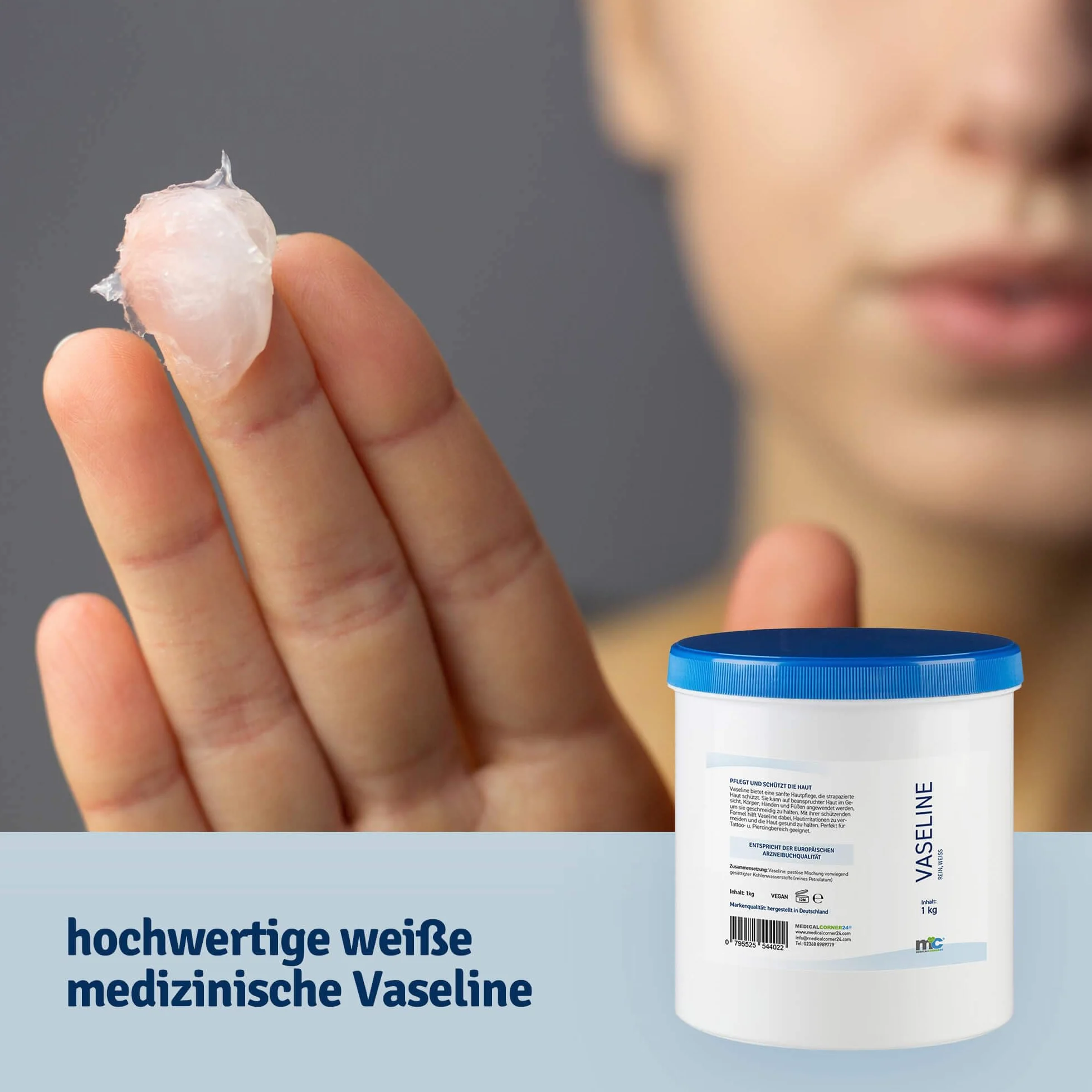 Medicalcorner24 vaseline blanche, gel soins de la peau soins corporels, zone tatouage et piercing, 1 kg