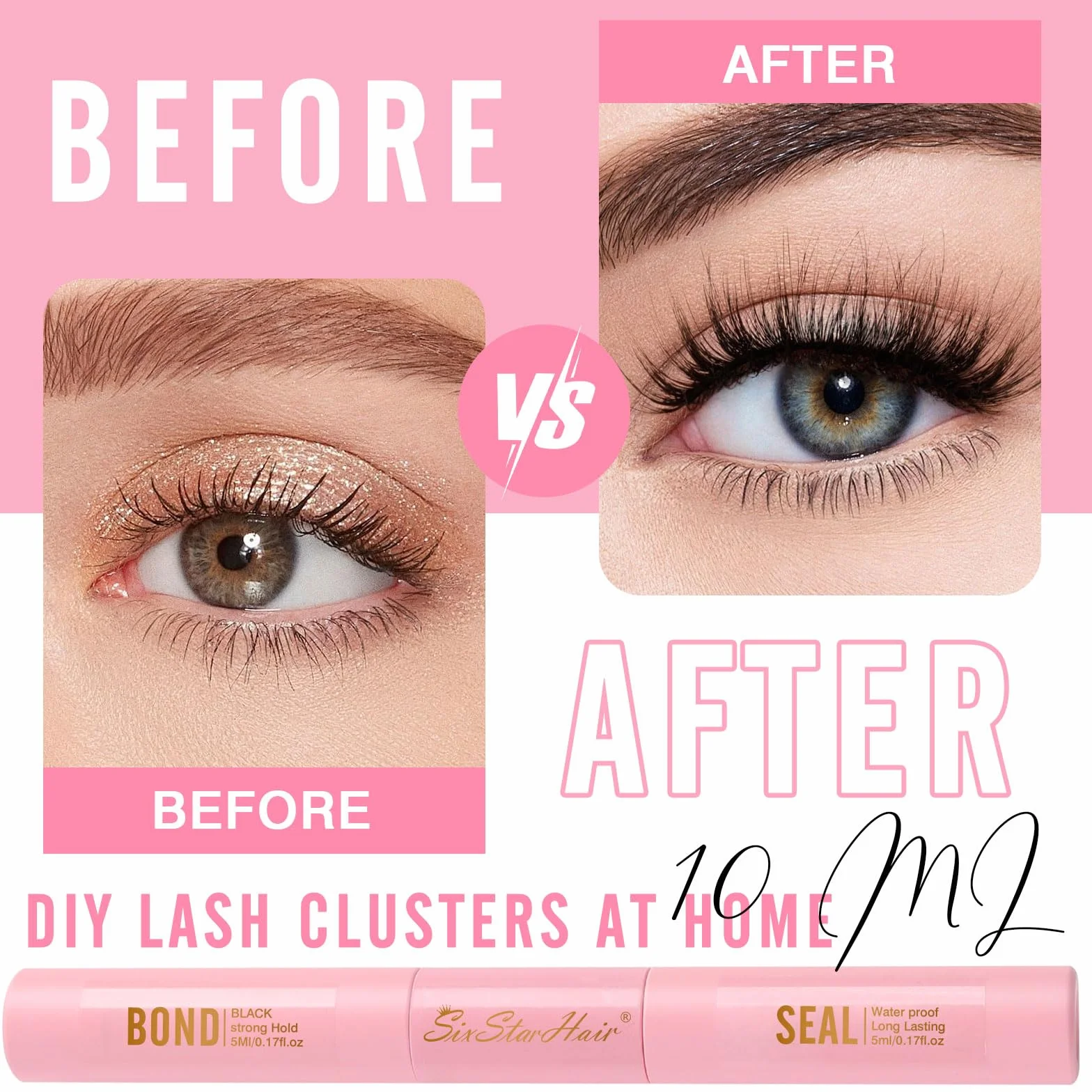 Sixstarhair Colle Faux Cils Lash Bond et Seal 48-72 Hours Strong Hold Eyelash Glue 2 en 1 Adhésive Imperméable