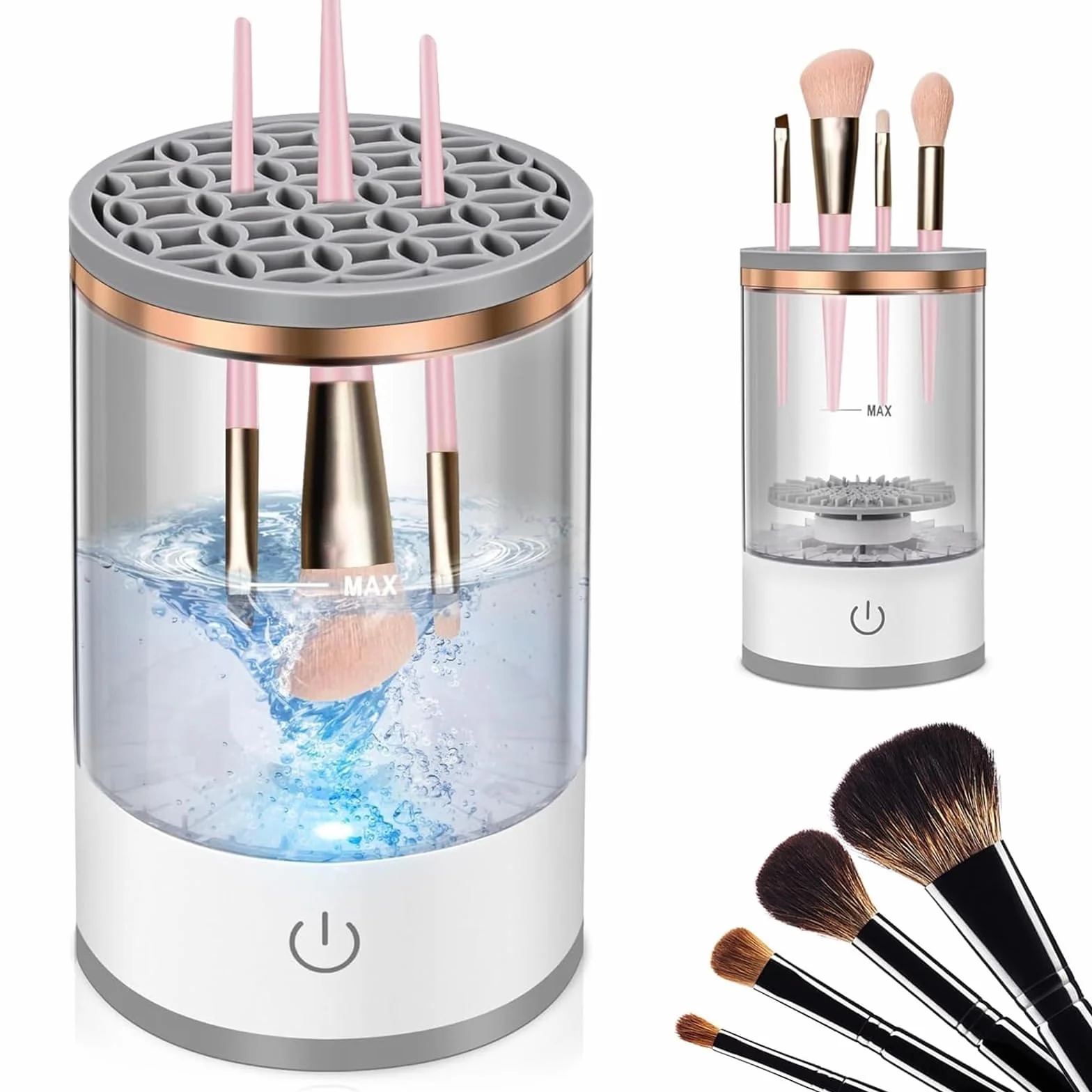 Nettoyeur de pinceaux de Maquillage électrique, Machine de Nettoyage de pinceaux de Maquillage, Outils de Nettoyage Automatique pour Toutes Les Tailles de pinceaux de Maquillage
