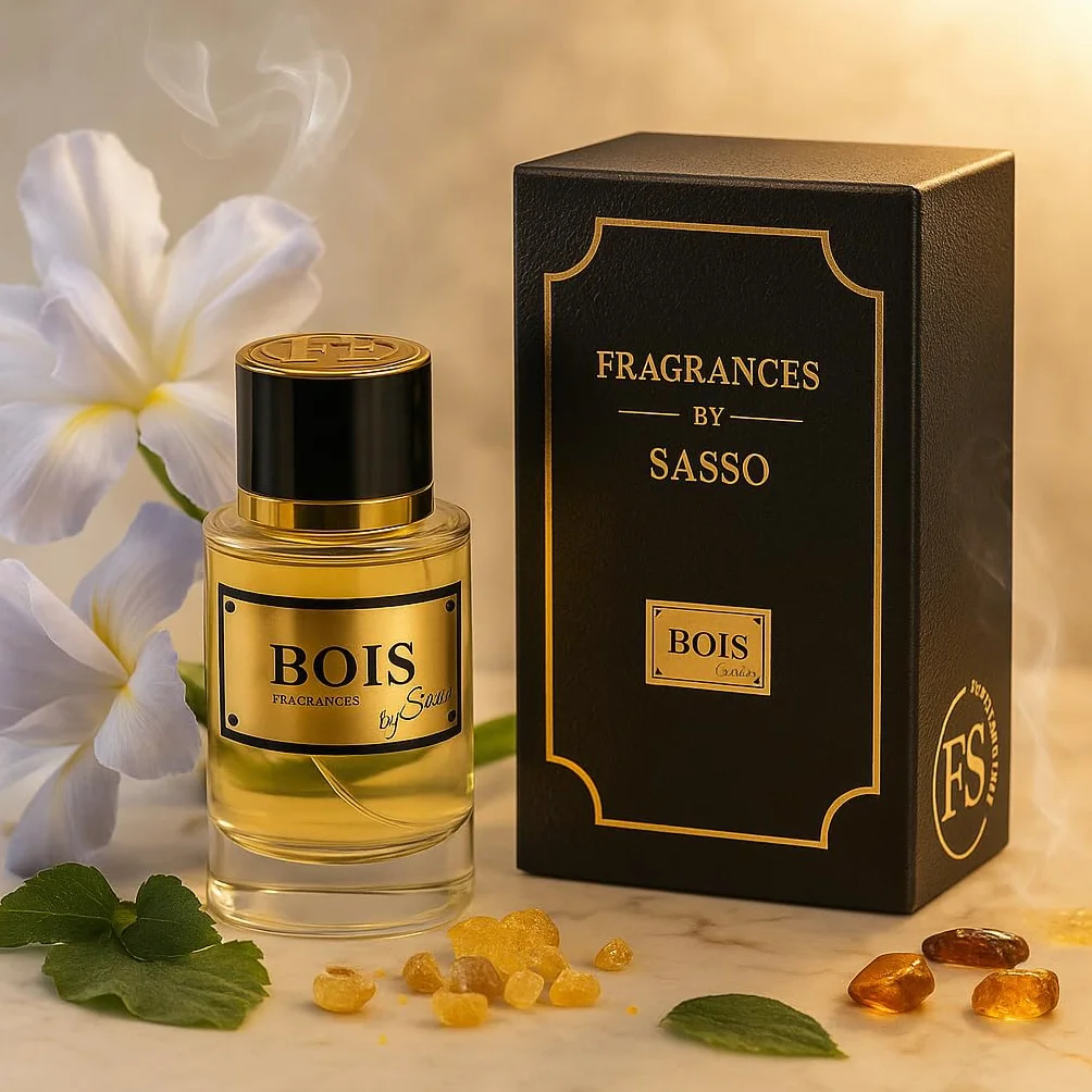 Parfum BOIS Intense – FRAGRANCES BY SASSO – Coffret Luxe – Extrait De Parfum 50 ml + Musc 3 ml + 5 Échantillons OFFERTS – Coffret Cadeau Homme – Collection Privée