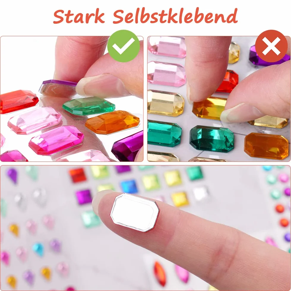 Vicloon Strass Autocollants 900+ Auto-Adhésifs Diamant Cristal Acrylique pour Visage Maquillage Ongles DIY