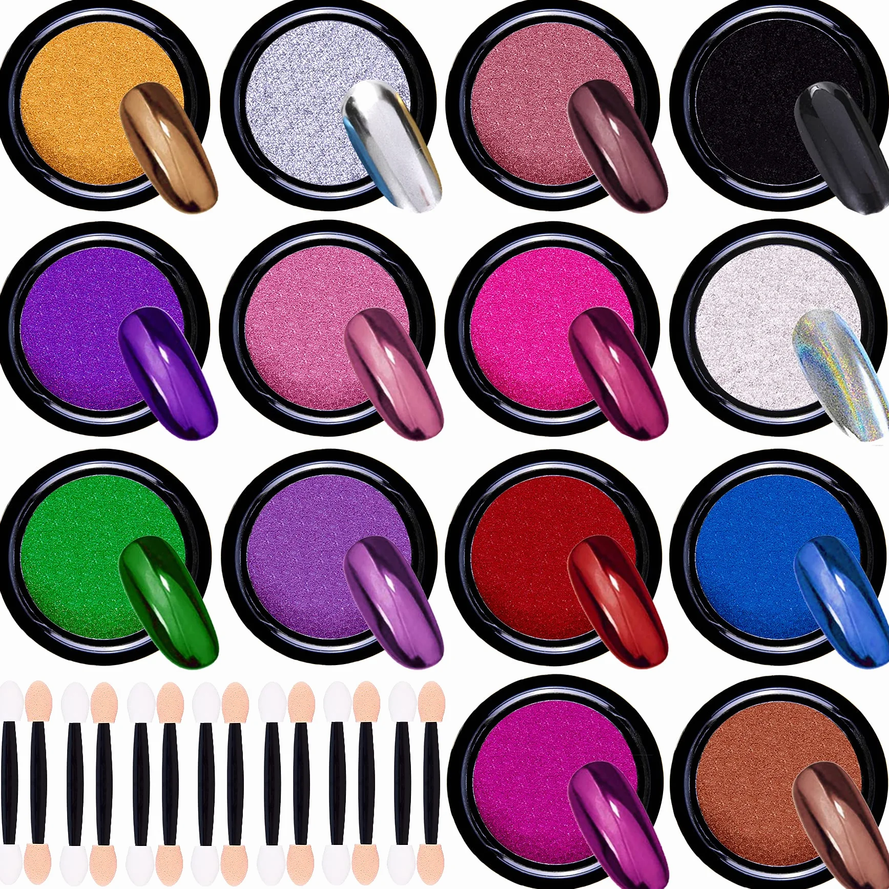 Duufin 14 Boîtes Kit Poudre d'Ongle pour Nail Art