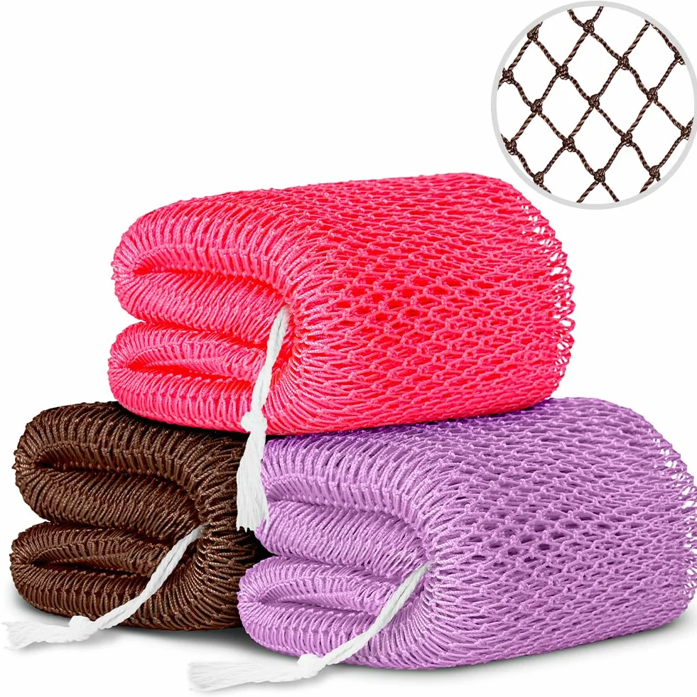 HOTUT 3 Pièces Filet à Bain Africain Exfoliant, Serviette Dos, Éponge Gommage Corporelle, Dead Skin Remover