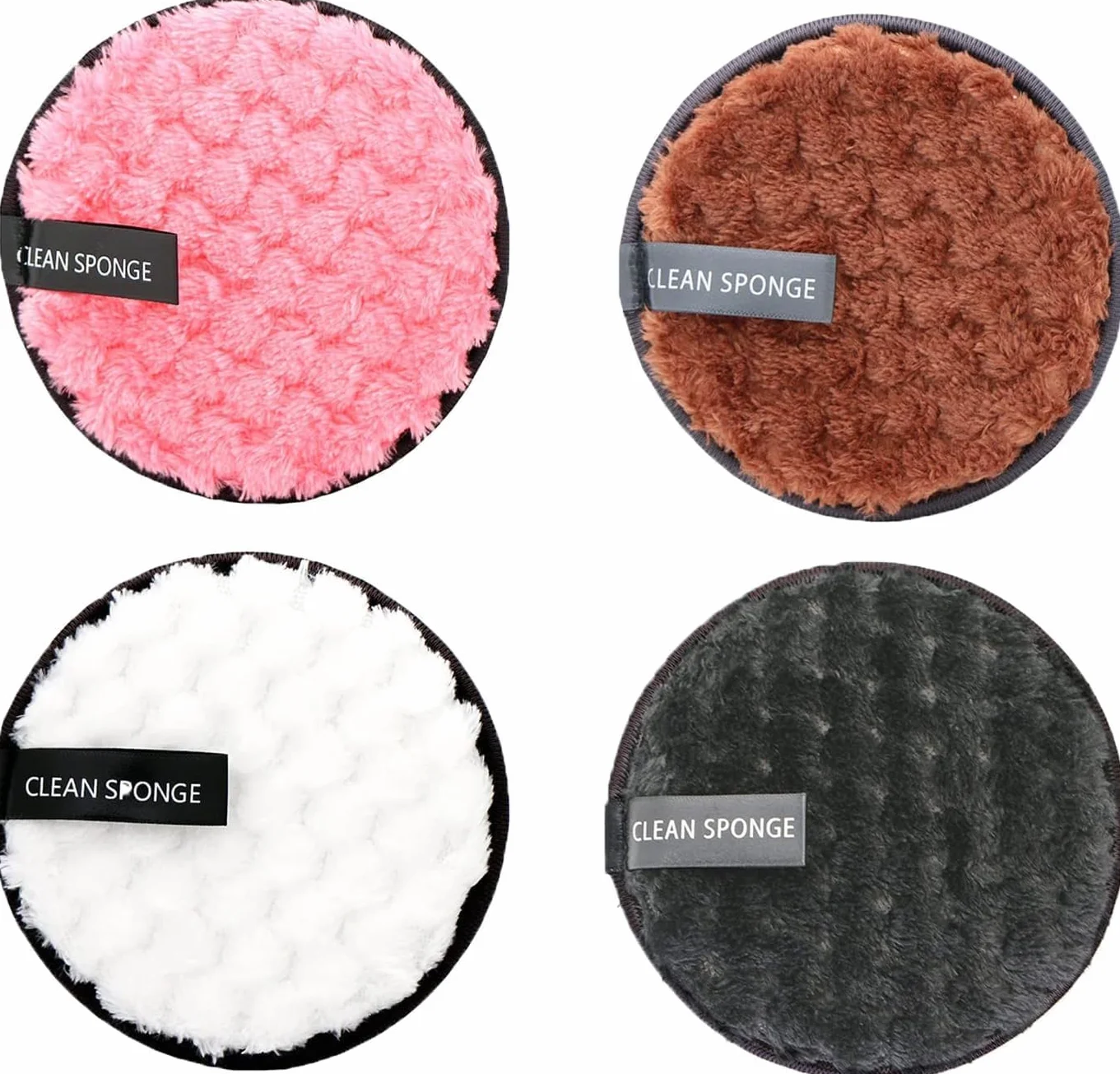 Éponges en coton démaquillant lavables bio double face réutilisables 4 pièces