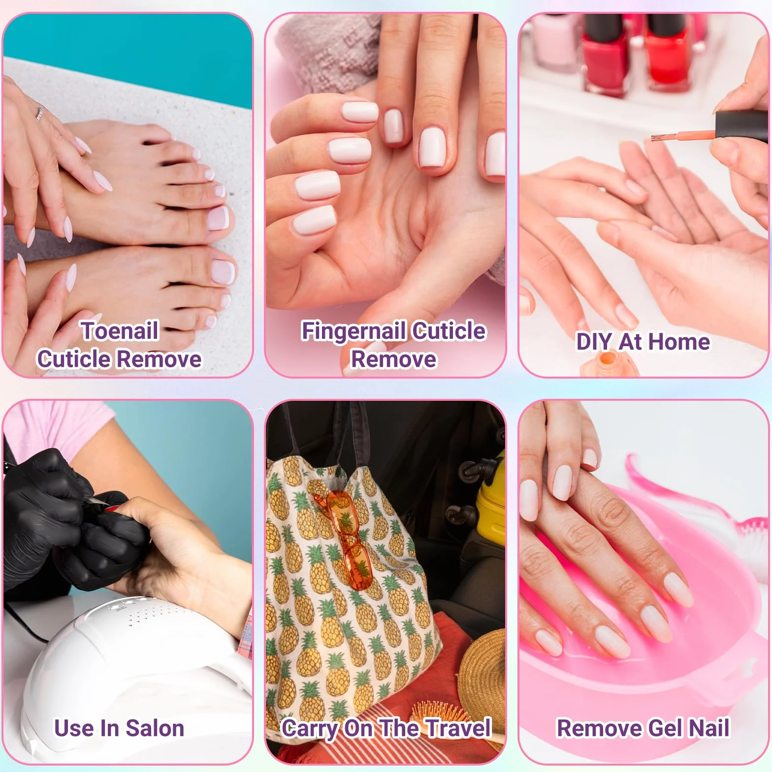 TIESOME Repousse-cuticules double extrémité avec 10 feuilles papier de verre dissolvant vernis à ongles outil professionnel manucure pédicure argenté