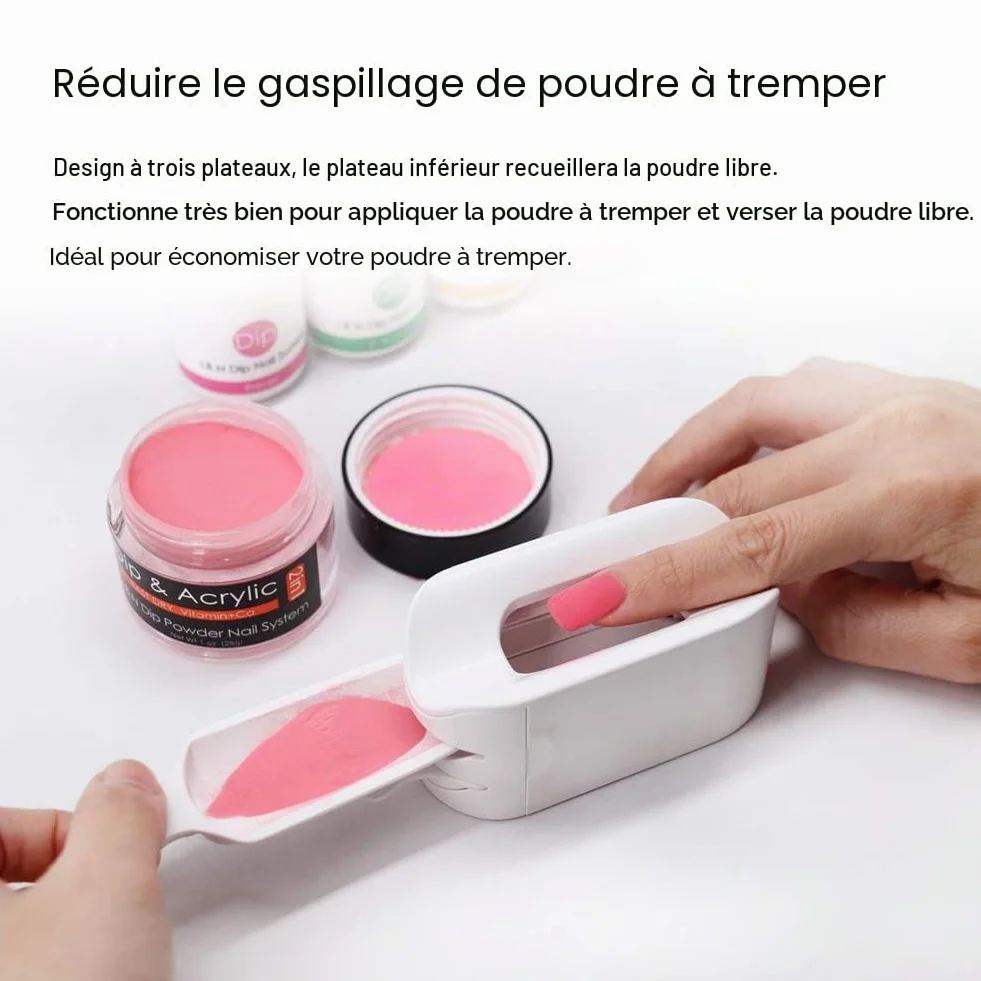 Outil de Poudre d'Immersion Plateau de Recyclage avec Fonction Moule à Ongles Français