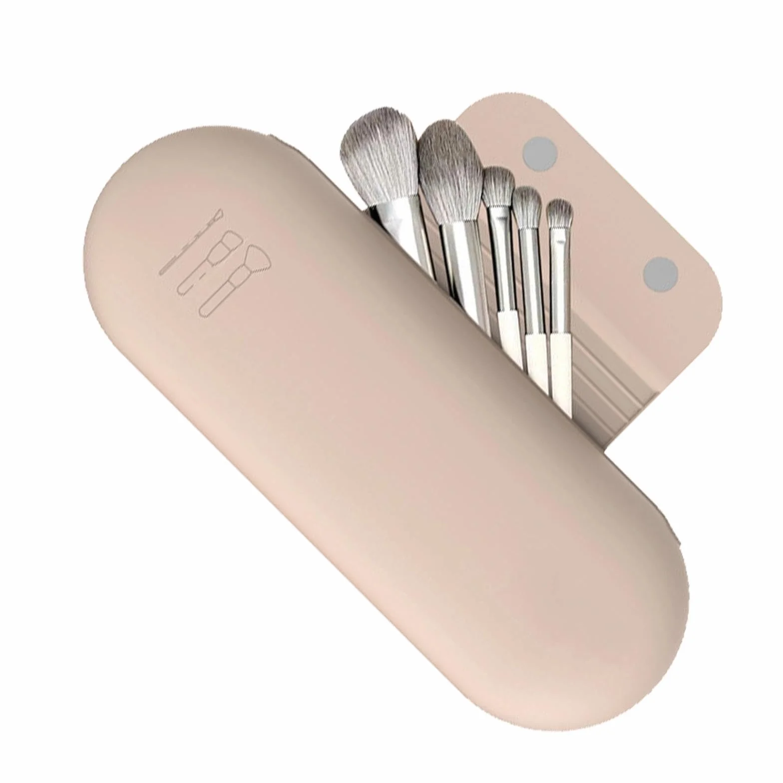 Étui à Pinceau de Maquillage en Silicone Rangement Portable Fermeture Magnétique pour Voyages Trousse pour Femmes (Kaki)