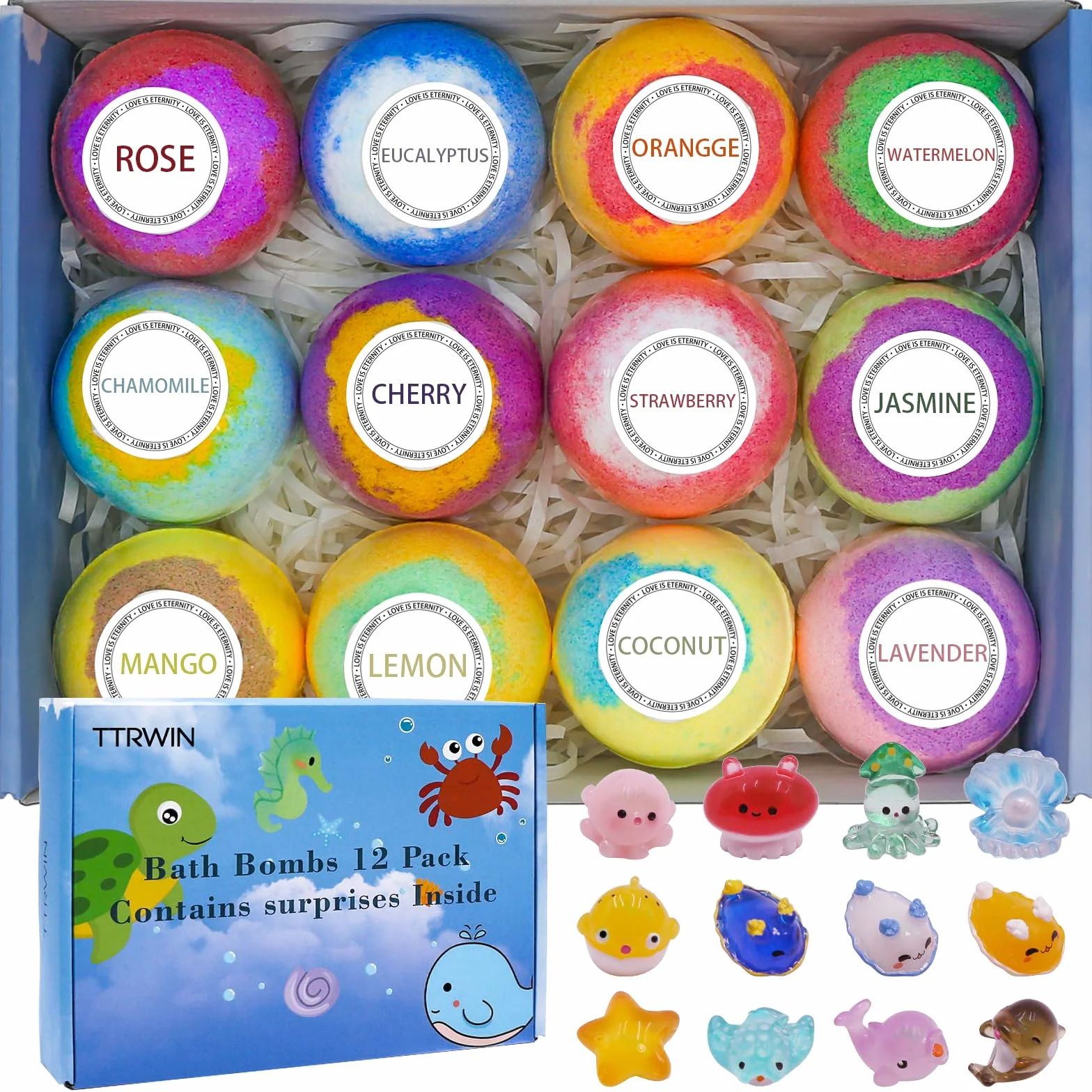 Bombes de bain avec jouet surprise à l'intérieur, ingrédients biologiques et entièrement naturels, bombes de bain pétillantes, idéal pour anniversaire, Pâques, pour garçons et filles