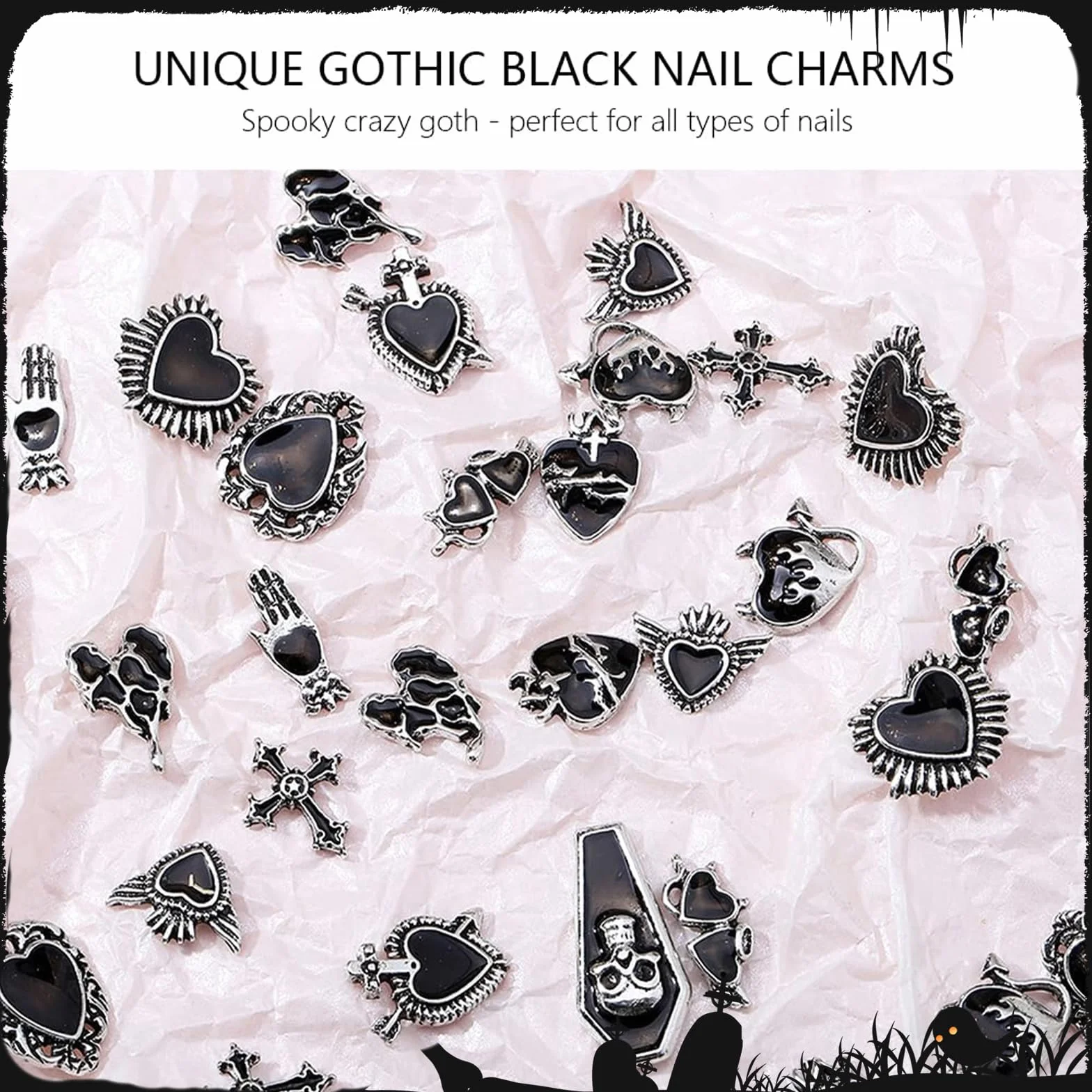 Charms Ongles Set 22 pièces Style Goth Style Y2K Halloween