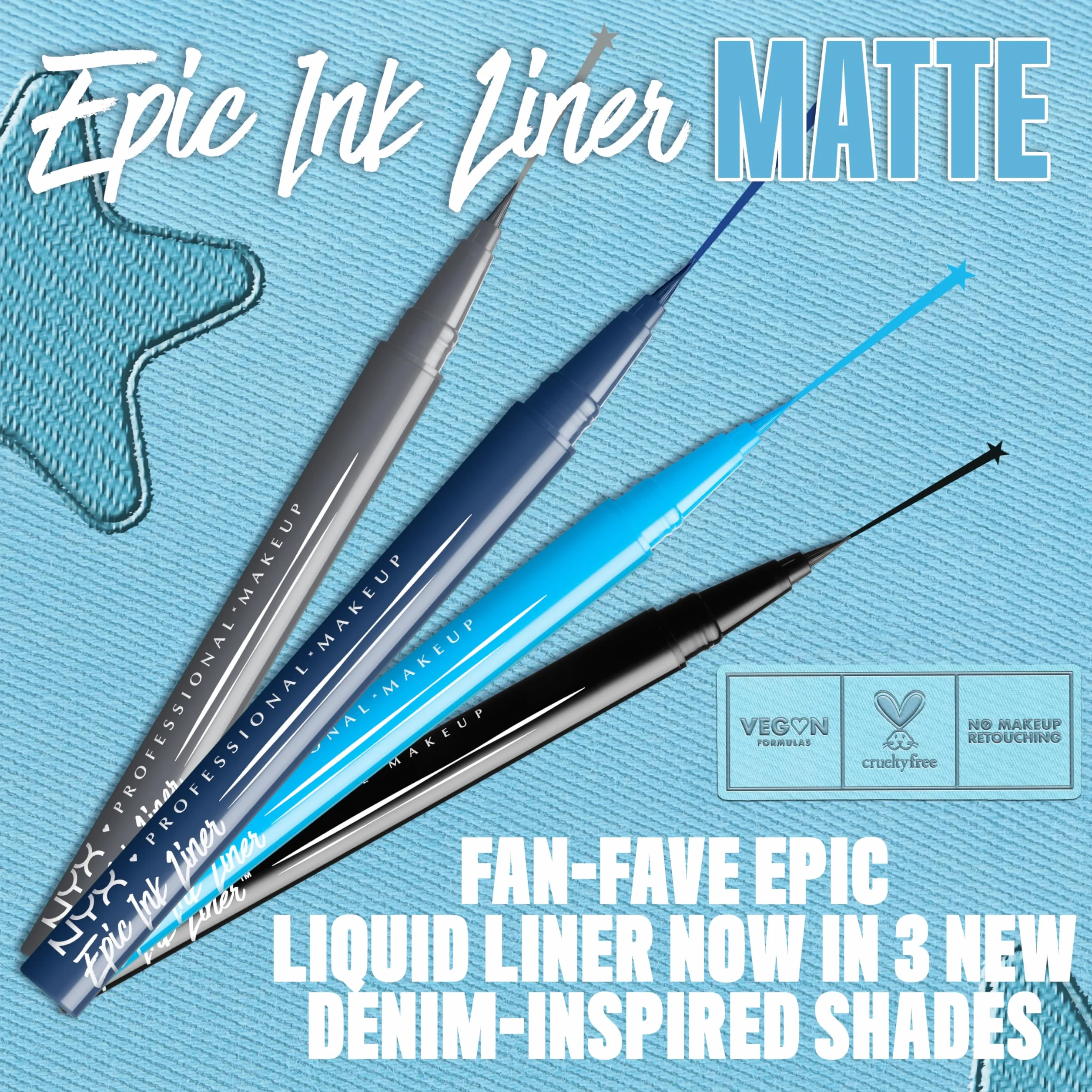 NYX Professional Makeup Epic Ink Liner Eyeliner Feutre Waterproof Black 01 Tracé Précis Couleur Intense Tenue Longue Durée