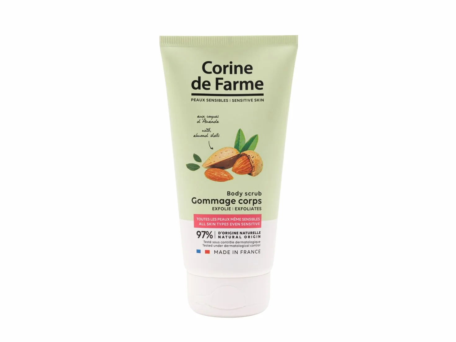 Corine de Farme Gommage Corps aux Coques d'Amande 150ml - Exfoliant Doux pour Tous Types de Peau