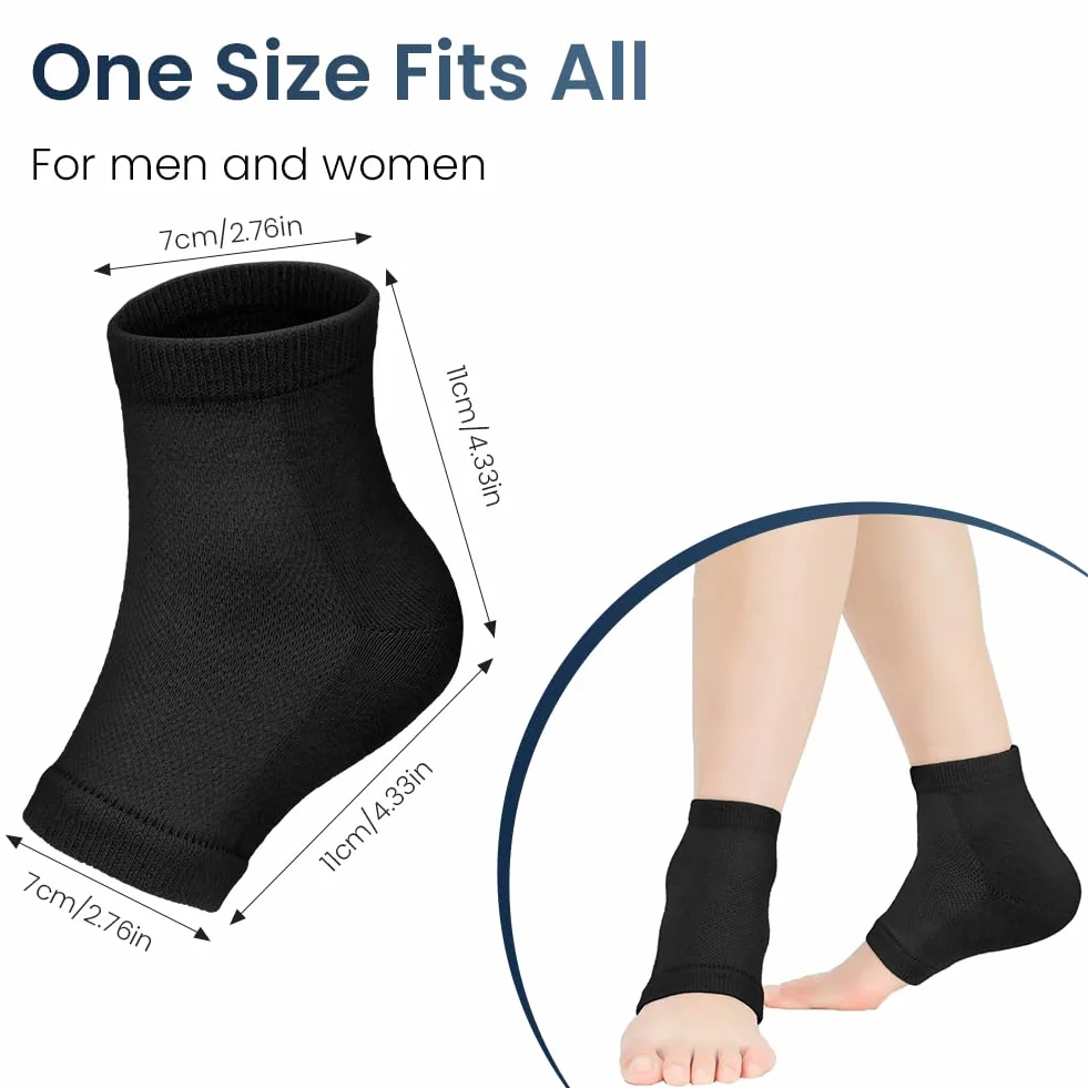 AOOWU Chaussettes Hydratantes Pour Talons, 4 Paires Talon En Gel Ventilé à Bout Ouvert Silicone Souple Pour Pieds Secs