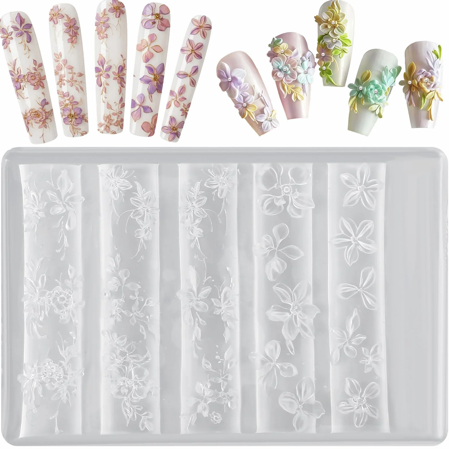 Moule en silicone 3D fleurs pour Nail Art, Gel et Résine