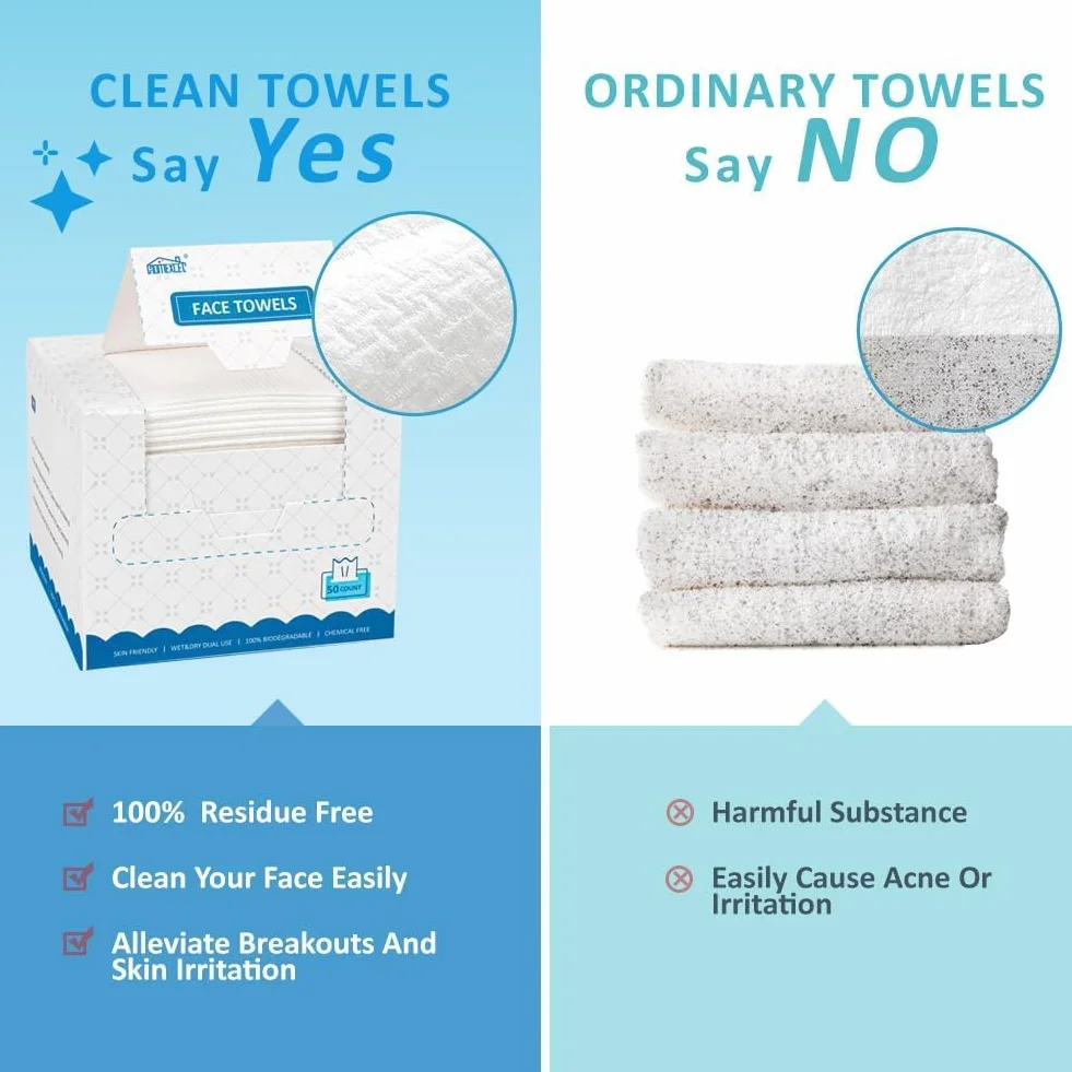 HOMEXCEL Serviettes visage jetables 200 pièces démaquillant sec biodégradable pour peaux sensibles