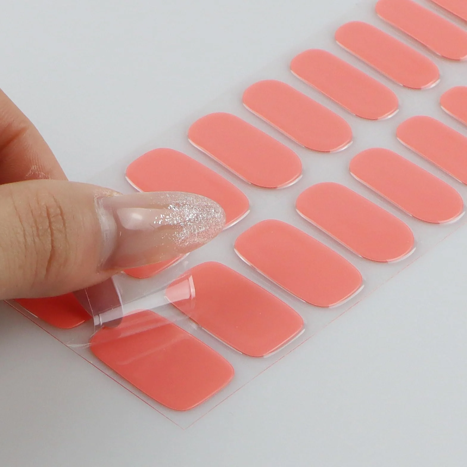 Autocollant Ongles Gel UV Rose Orange Gel Nail Art Stickers Semi-durci Deco Ongle Design Manucure
