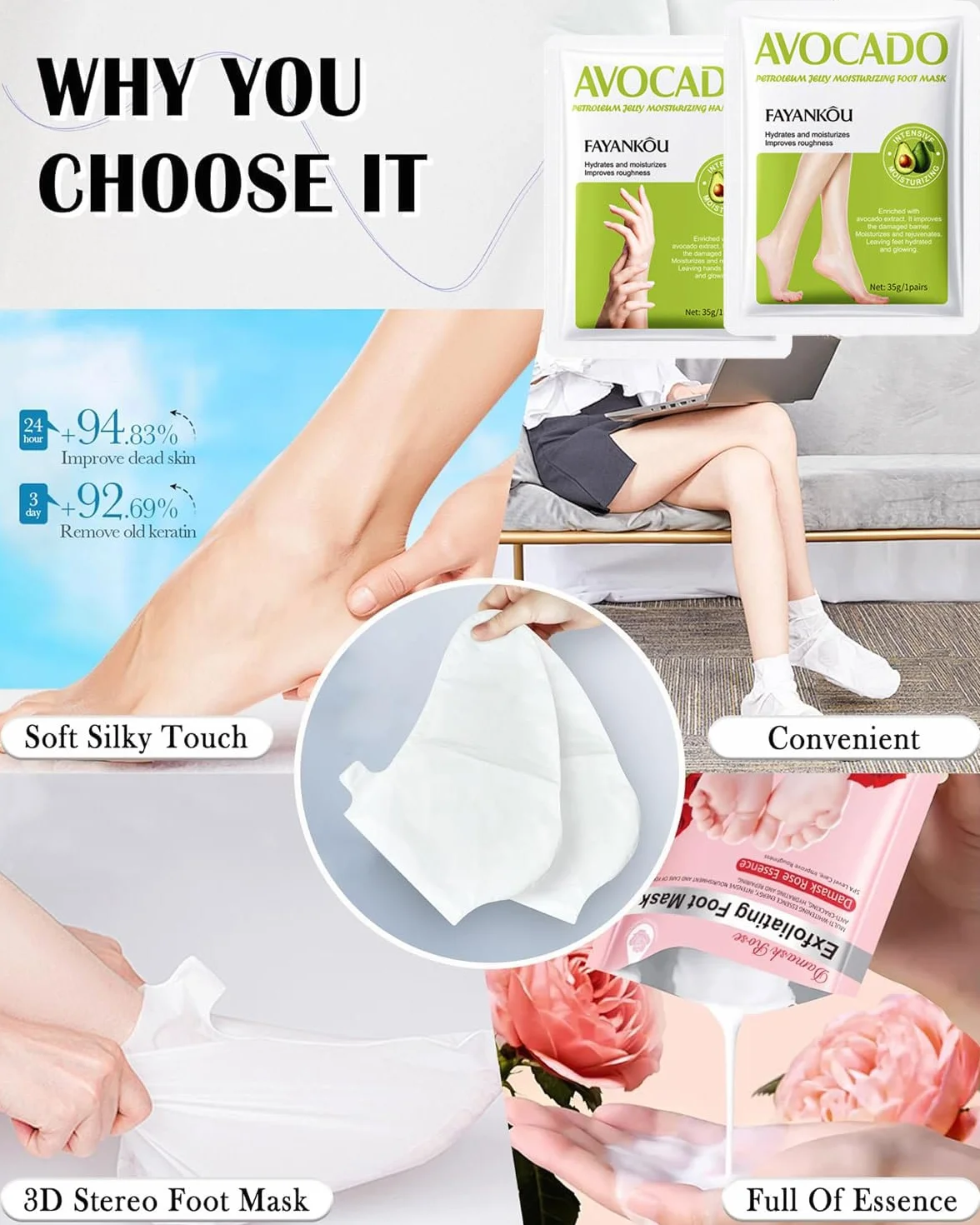 Masque nourrissant régénérant anti-âge mains et pieds secs Avocat