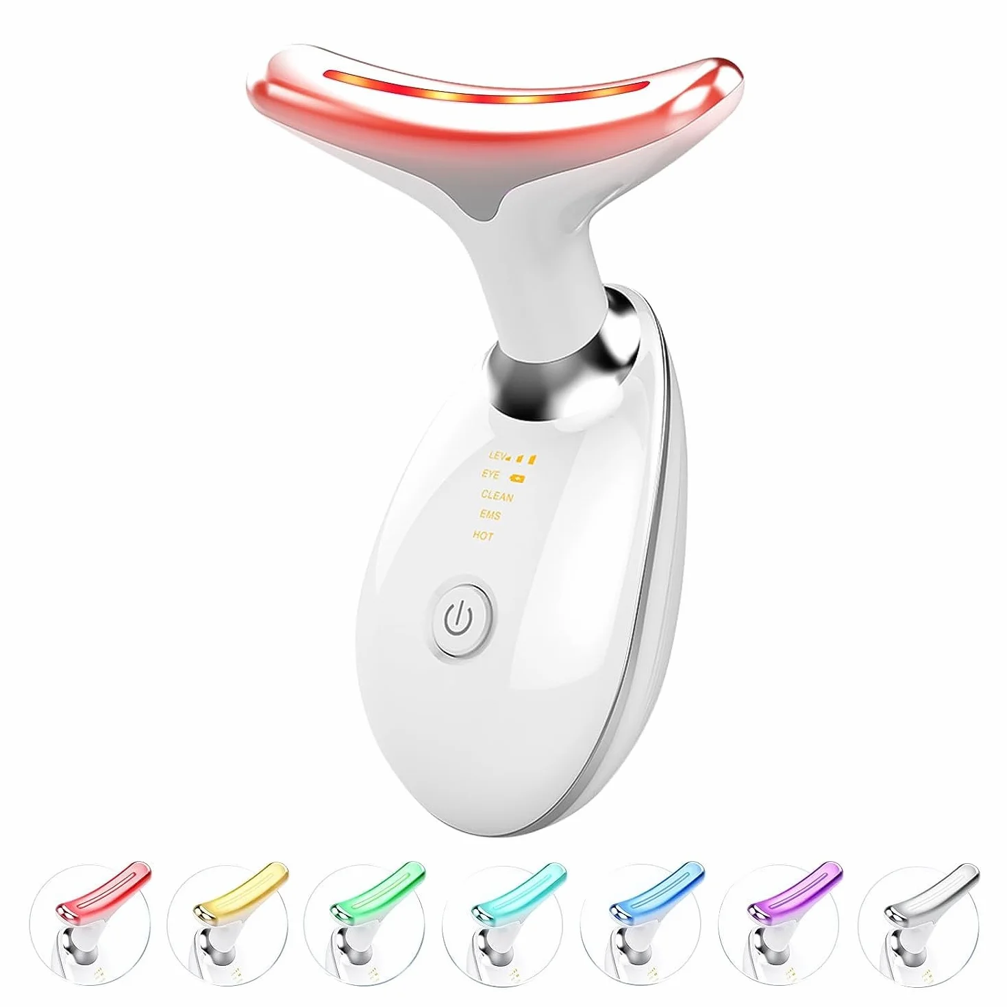 Appareil Anti Rides Visage Massage,Masseur Double Menton Lifting à 5°C Froid et 45°C Chaleur,Appareil de Beauté Electrique à LED 7 Couleurs,Pour Le Visage Raffermissement, Soin Anti-Âge