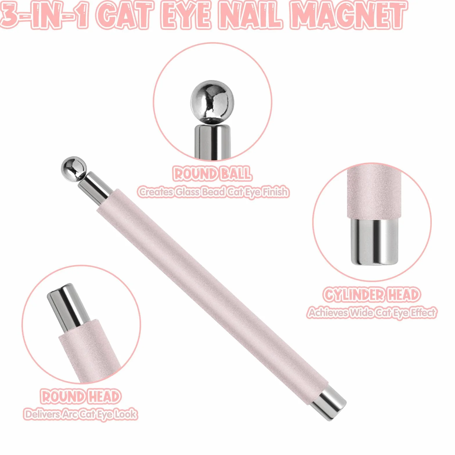 Kit de 8 aimants French Cat Eye, kit de nail art 3 en 1 avec ciseaux et aimants cylindriques pour vernis gel
