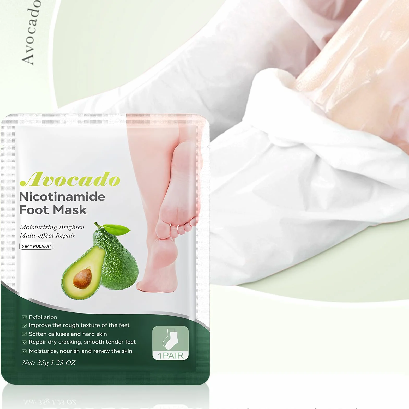 Masques Pieds Avocat Niacinamide Soin Hydratant Intense Pieds Secs Gercés