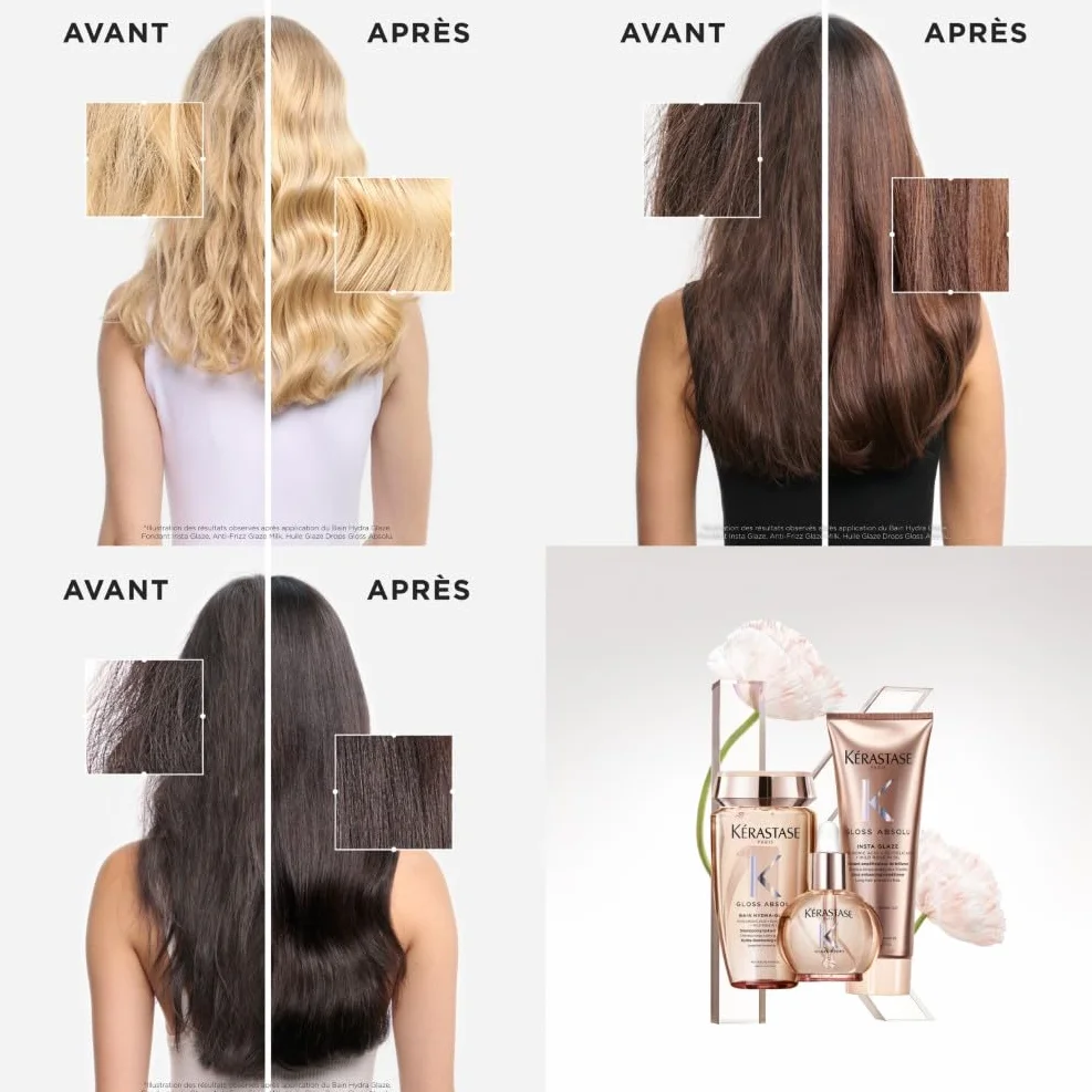 KERASTASE Gloss Absolu Glaze Drops Huile Cheveux Légère Brillance 96H Ultra-Glossy Huile Rose Sauvage 45 ml