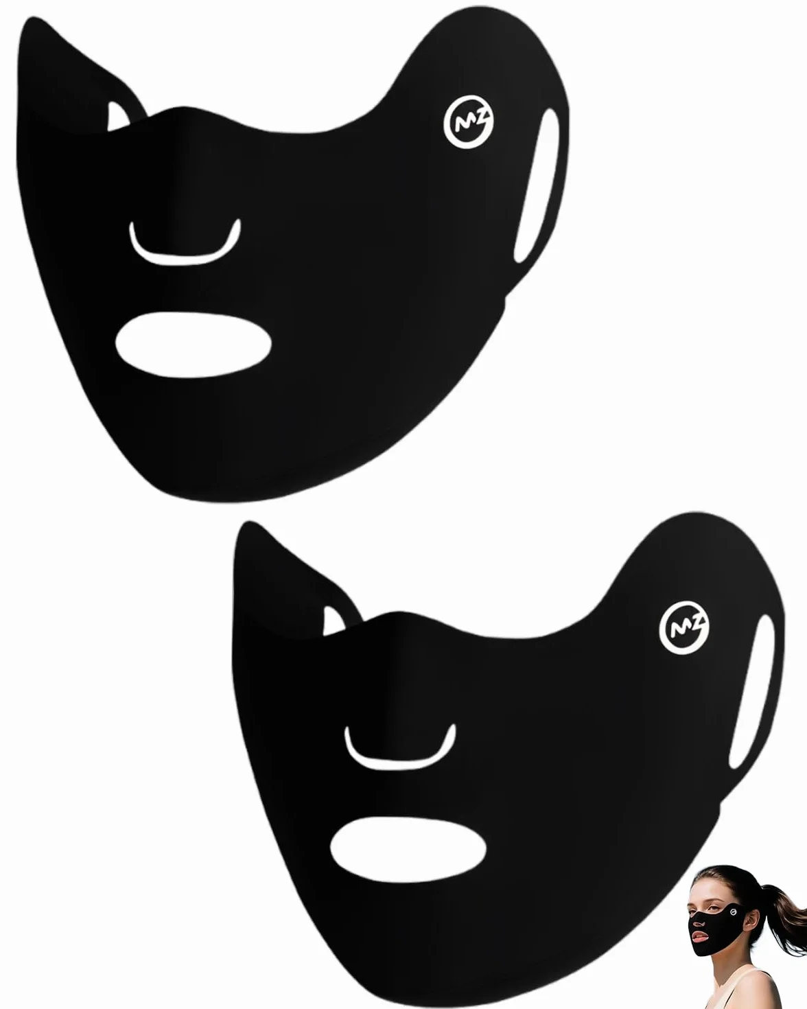 Lot de 2 Masque Protection Solaire UPF50+ UV Tissu Respirant Anti-Poussière Lavable Réutilisable