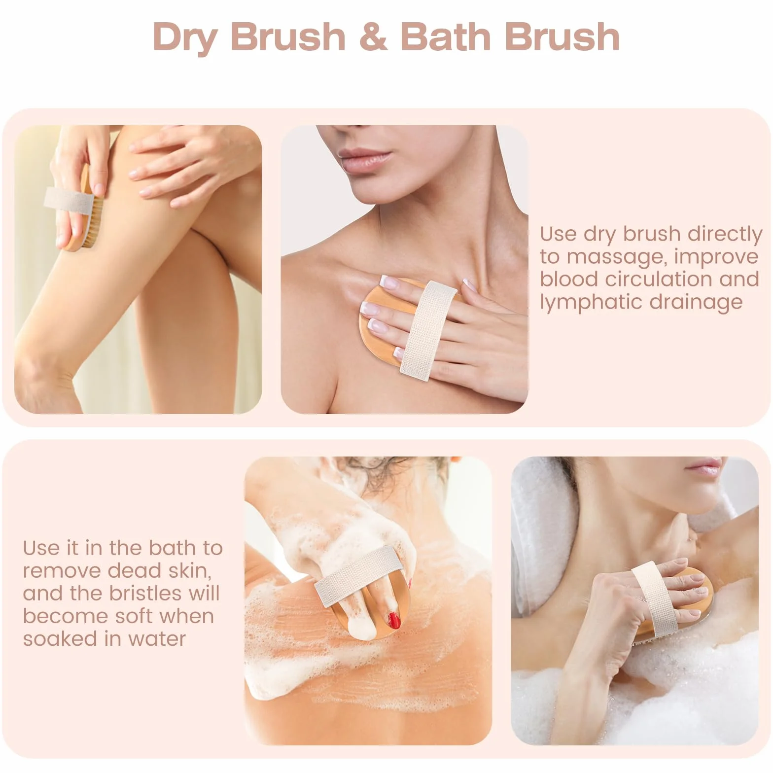 Brosse à Sec Corps pour Drainage Lymphatique Anti-cellulite Exfoliante Circulation Sanguine