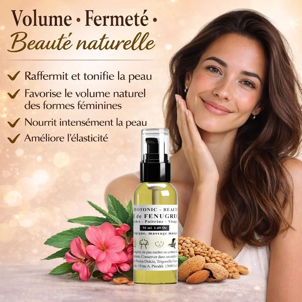 Huile de Fenugrec pour Poitrine, Fesses, Hanches, Cheveux | 100% naturelle, bio (50 ml)