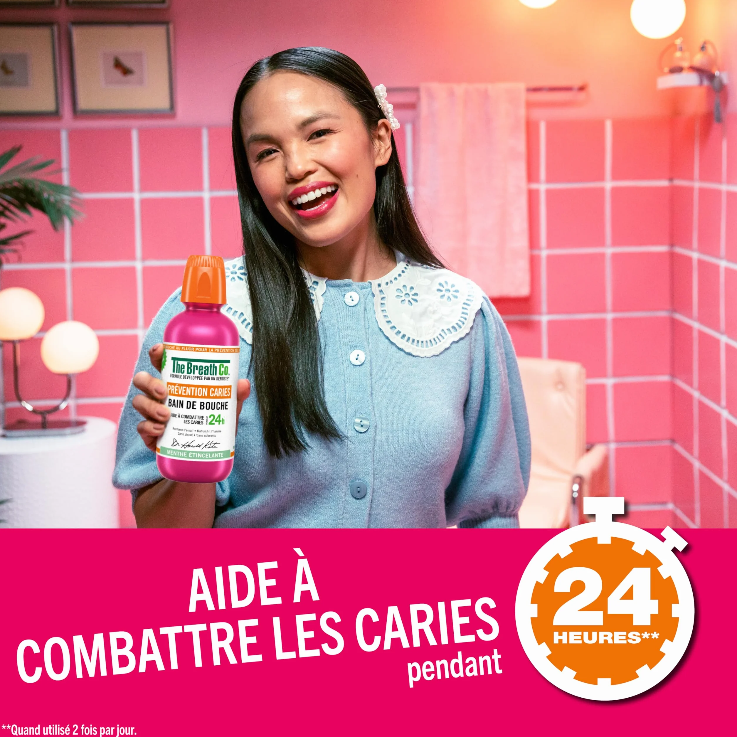 The Breath Co. Bain de Bouche Sans Alcool Prévention Caries 500ml Haleine Fraîche 12h Menthe étincelante